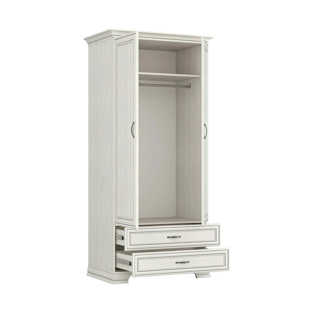 Dulap TIFFANY II, grej, PAL laminat, cu 2 usi si 2 sertare, 99x62x212 cm