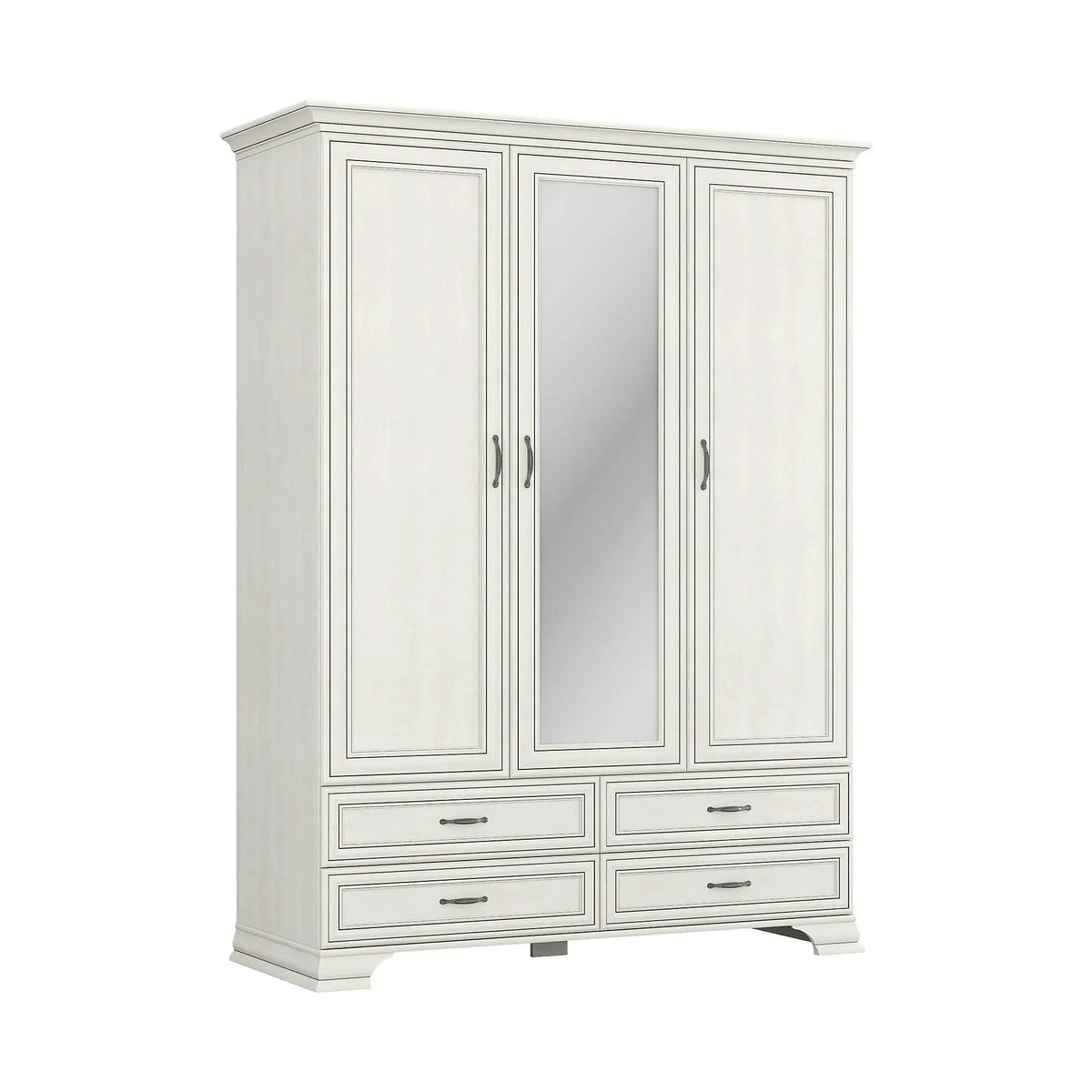 Dulap TIFFANY II, grej, PAL laminat, cu 3 usi si 4 sertare, 159x63x212 cm