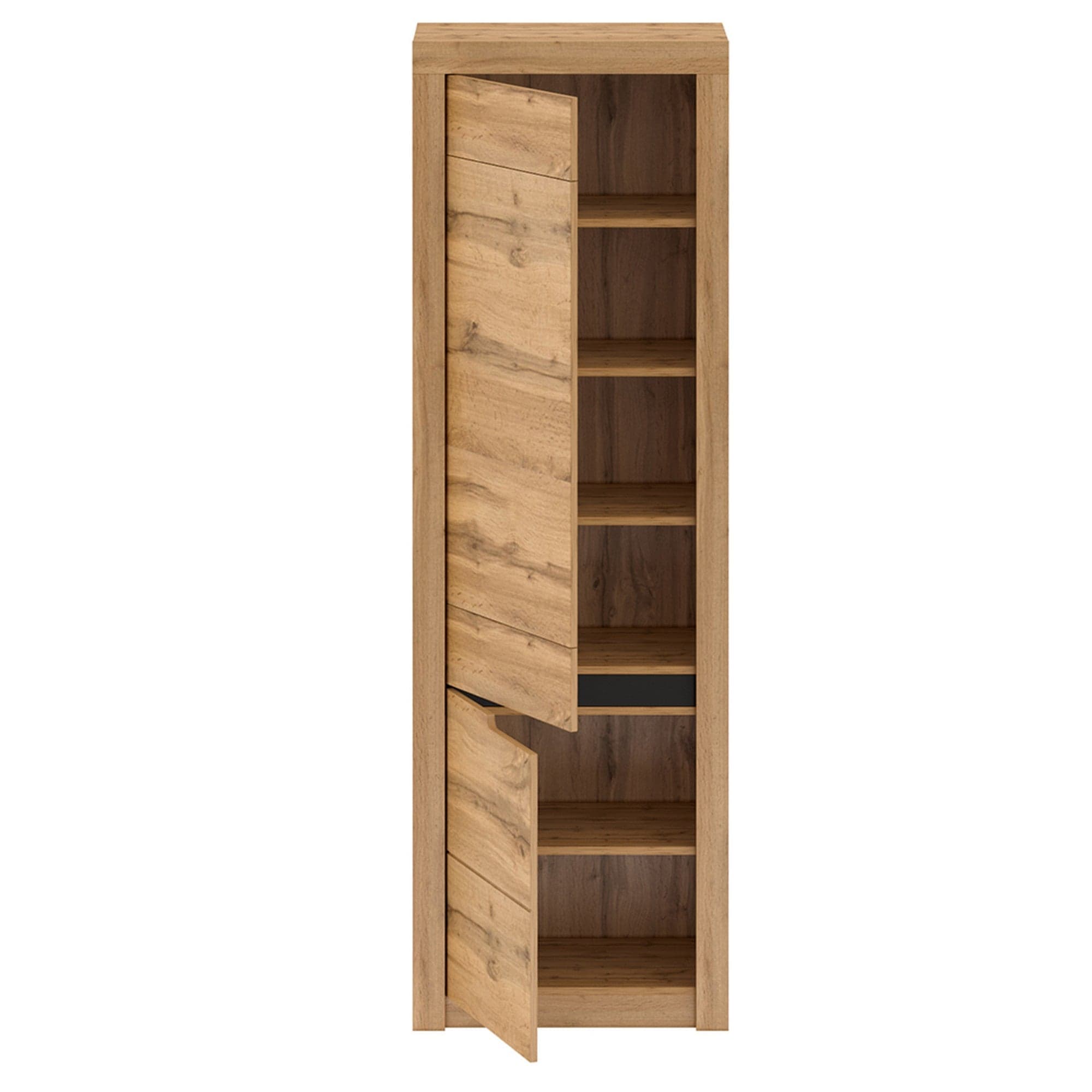 Dulap TORONTA V1, stejar wotan, DTD laminat, cu 2 usi, cu deschidere pe stanga, 63x40x197 cm