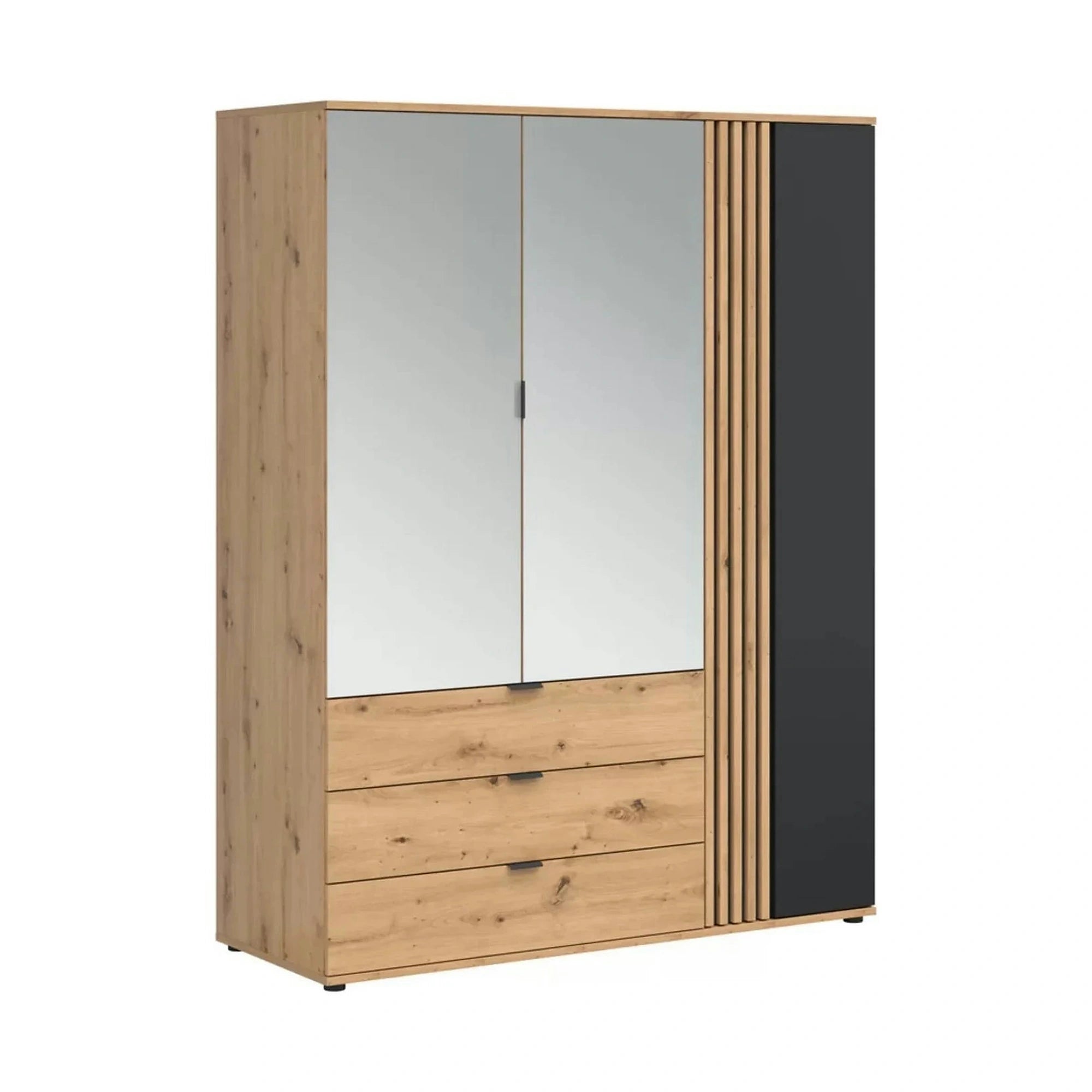 Dulap VABRES, stejar artisan/negru mat, PAL laminat, 151x56x196 cm