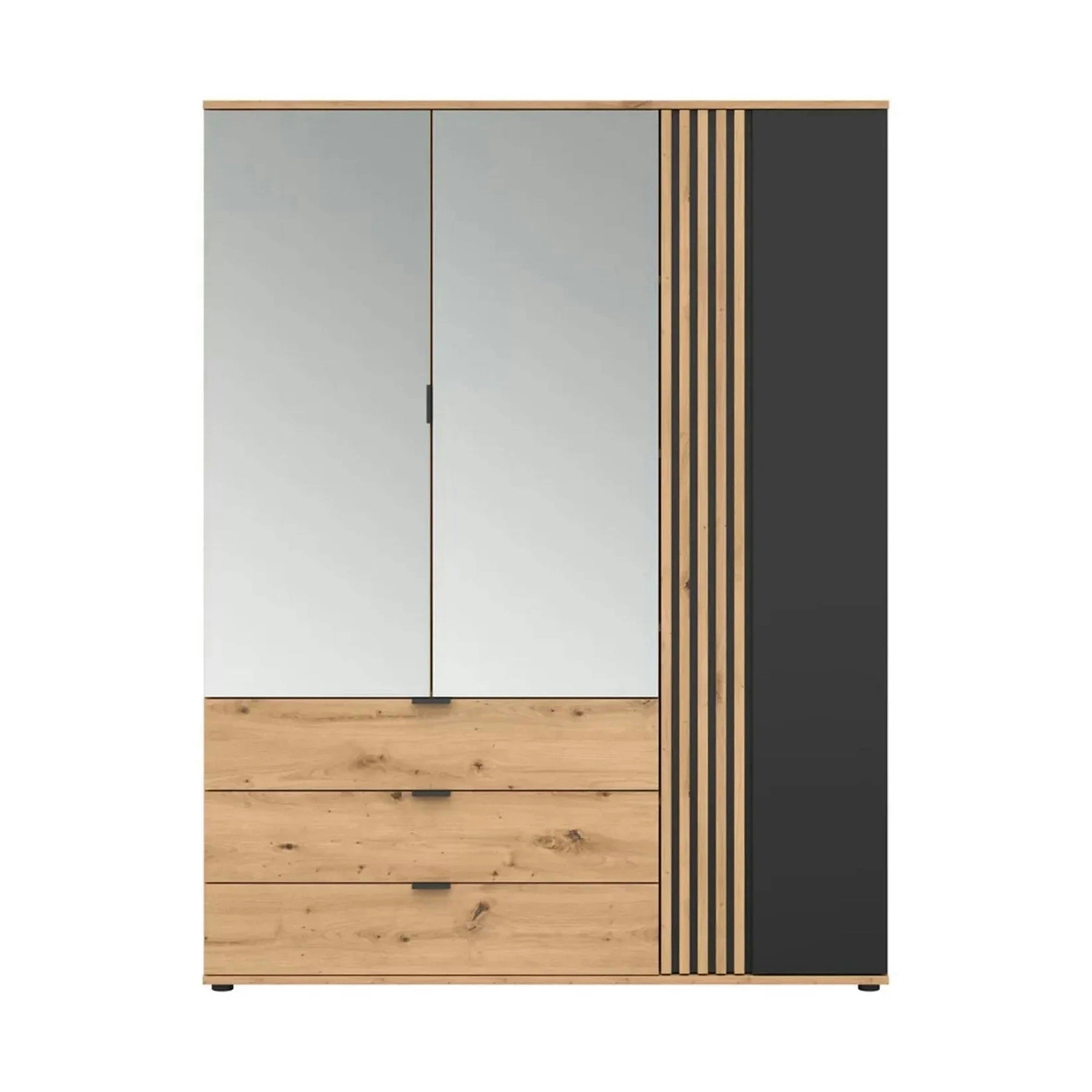 Dulap VABRES, stejar artisan/negru mat, PAL laminat, 151x56x196 cm