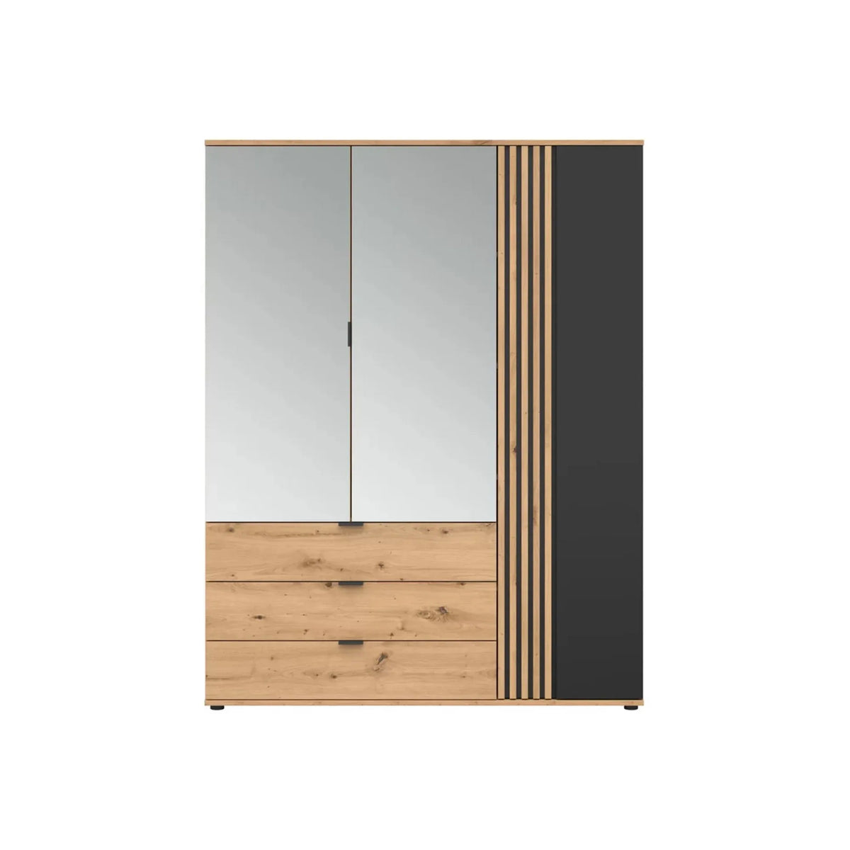 Dulap VABRES, stejar artisan/negru mat, PAL laminat, 151x56x196 cm