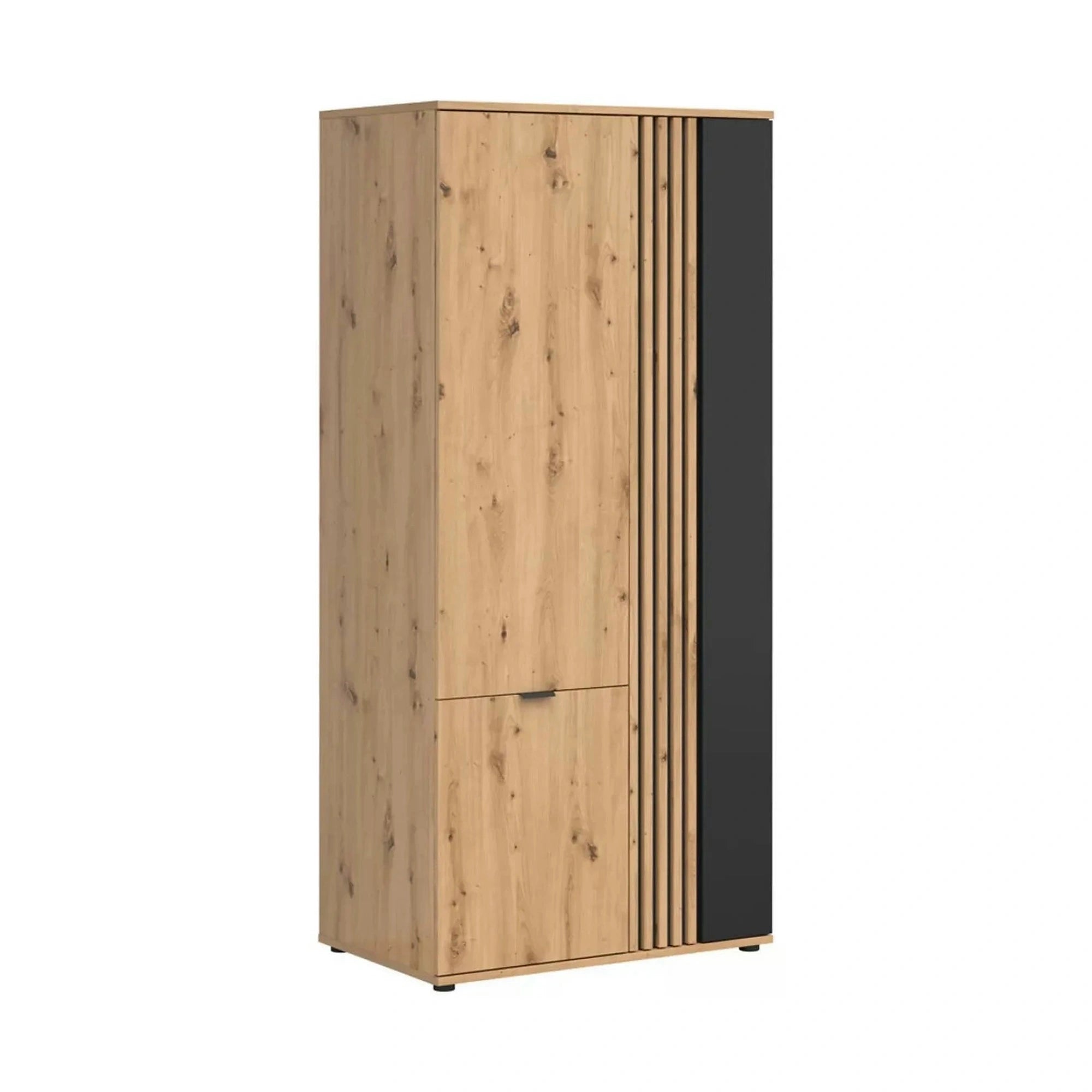 Dulap VABRES, stejar artisan/negru mat, PAL laminat, 91x56x196 cm