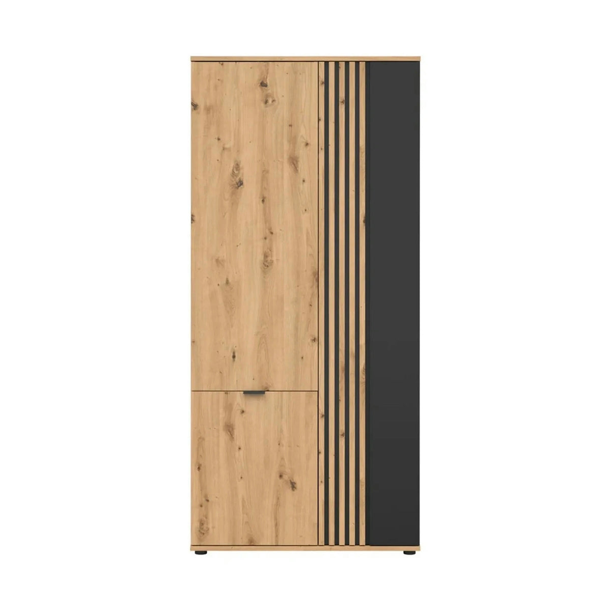 Dulap VABRES, stejar artisan/negru mat, PAL laminat, 91x56x196 cm