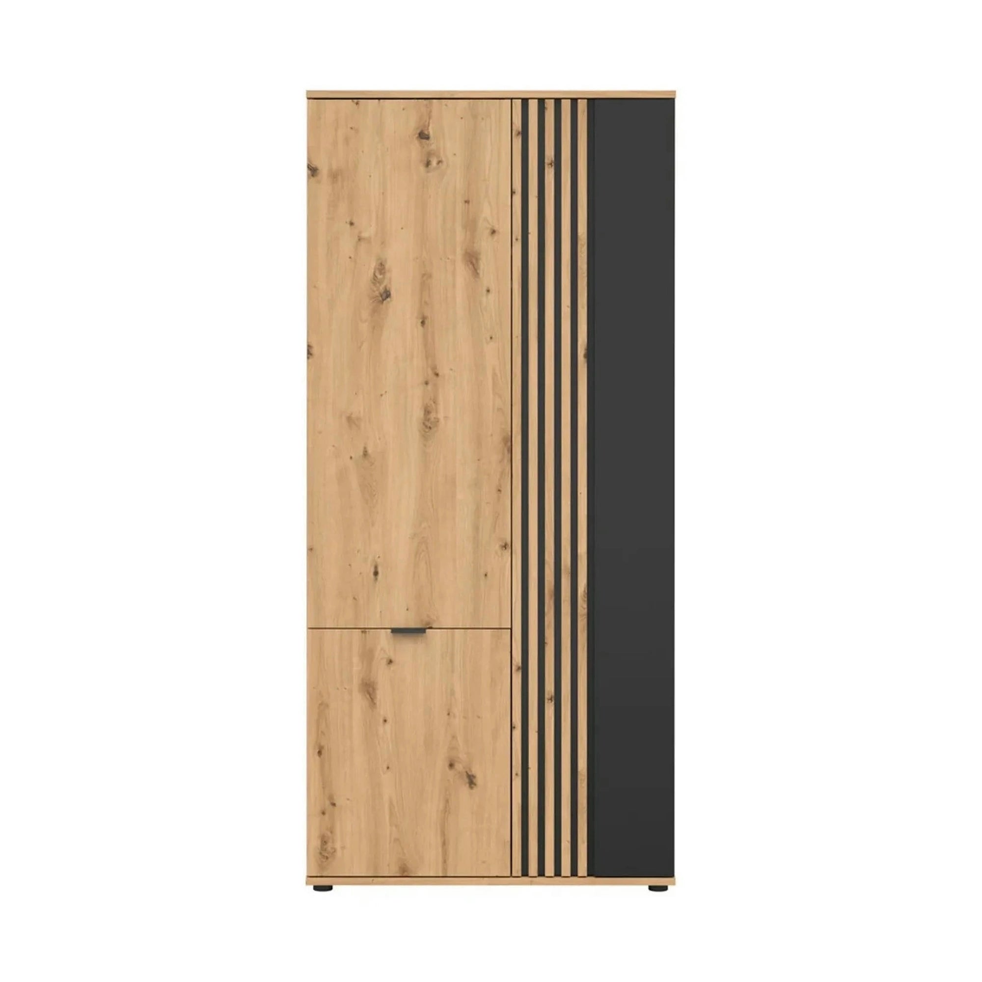 Dulap VABRES, stejar artisan/negru mat, PAL laminat, 91x56x196 cm