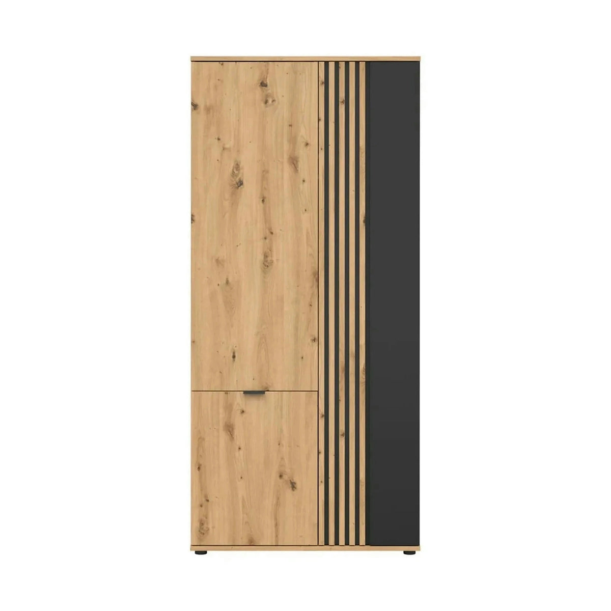 Dulap VABRES, stejar artisan/negru mat, PAL laminat, 91x56x196 cm