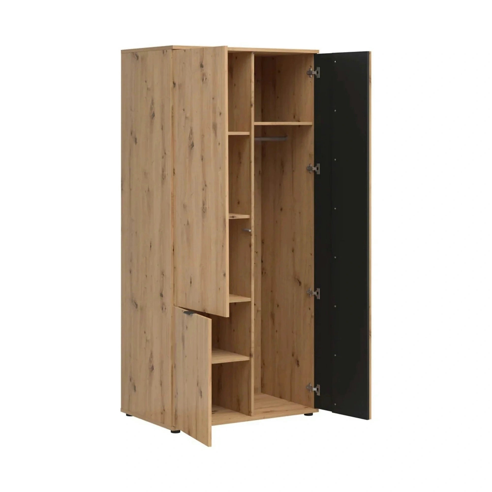 Dulap VABRES, stejar artisan/negru mat, PAL laminat, 91x56x196 cm