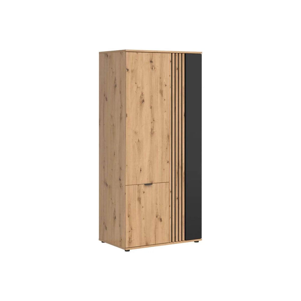 Dulap VABRES, stejar artisan/negru mat, PAL laminat, 91x56x196 cm