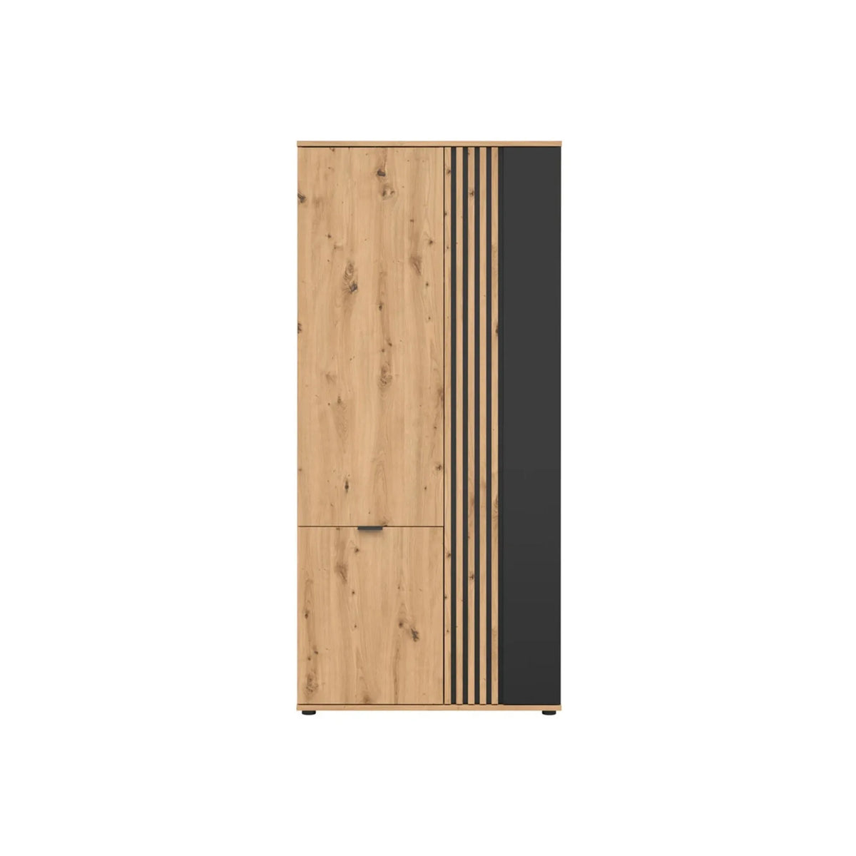 Dulap VABRES, stejar artisan/negru mat, PAL laminat, 91x56x196 cm