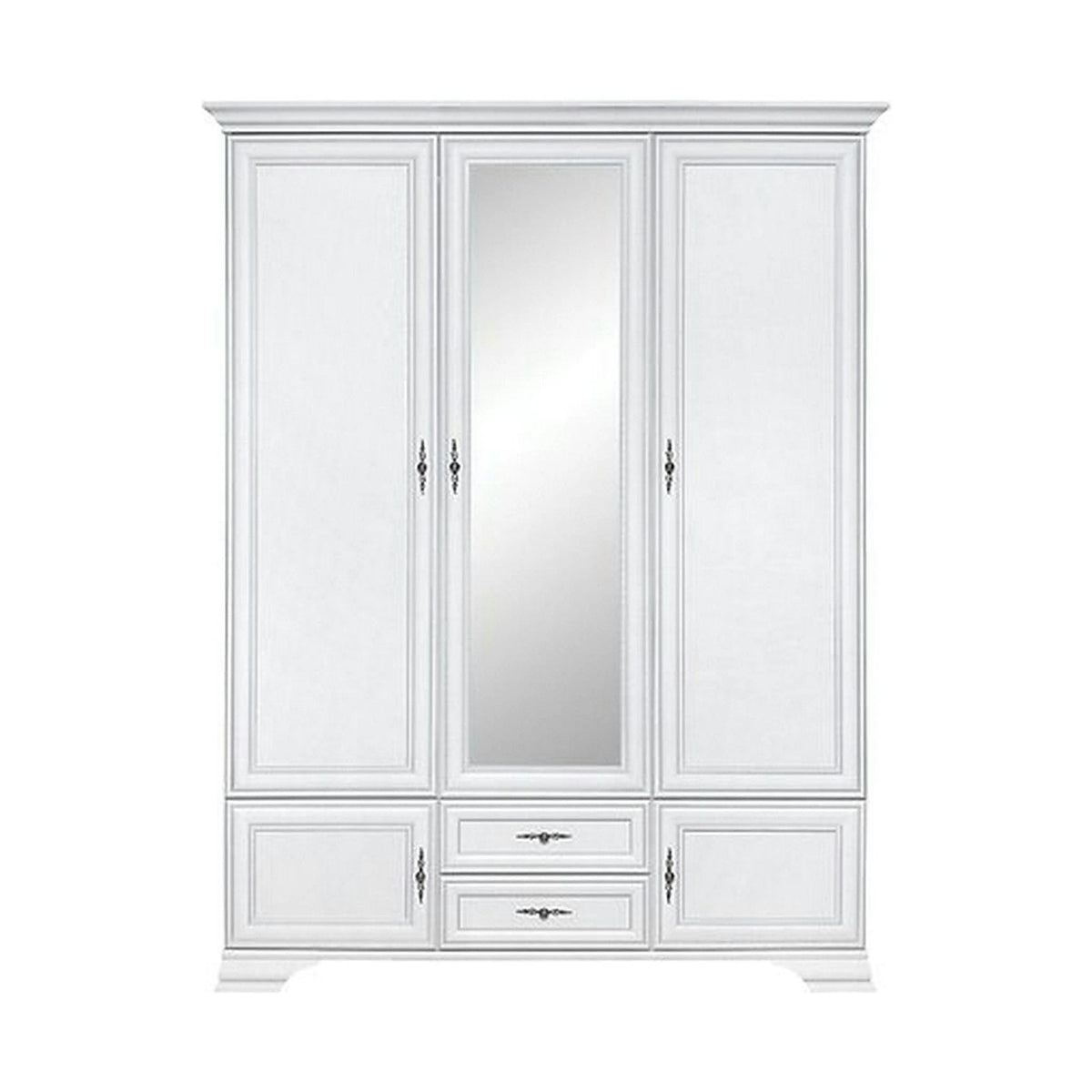 Dulap vintage dormitor IDENTO, alb, PAL, cu 5 usi si 2 sertare, 156x61x217 cm