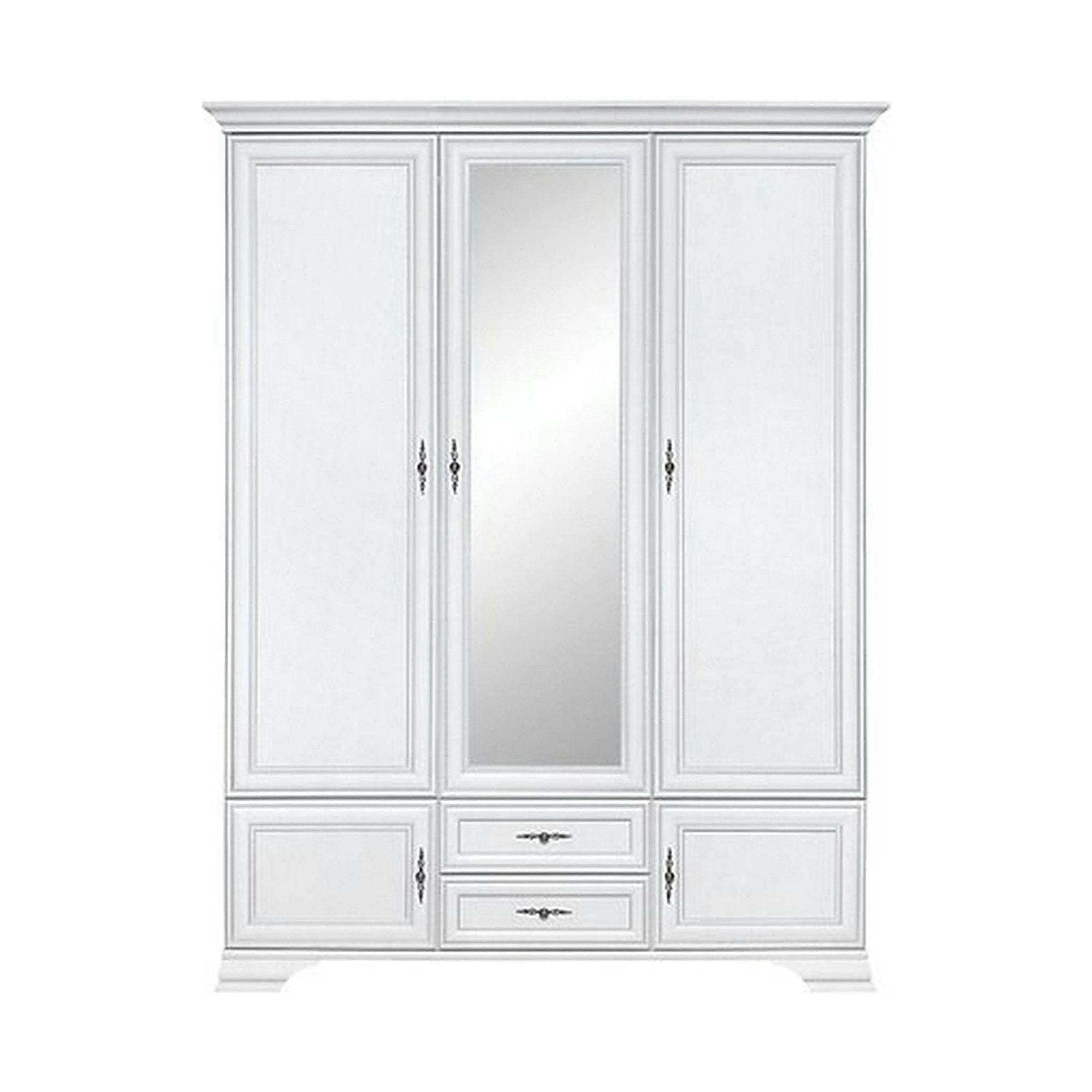 Dulap vintage dormitor IDENTO, alb, PAL, cu 5 usi si 2 sertare, 156x61x217 cm