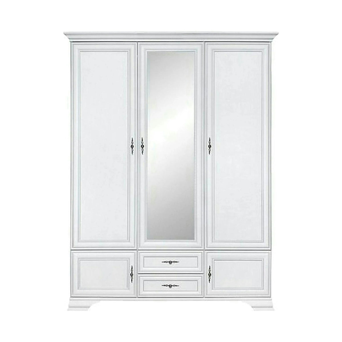 Dulap vintage dormitor IDENTO, alb, PAL, cu 5 usi si 2 sertare, 160x61x225 cm