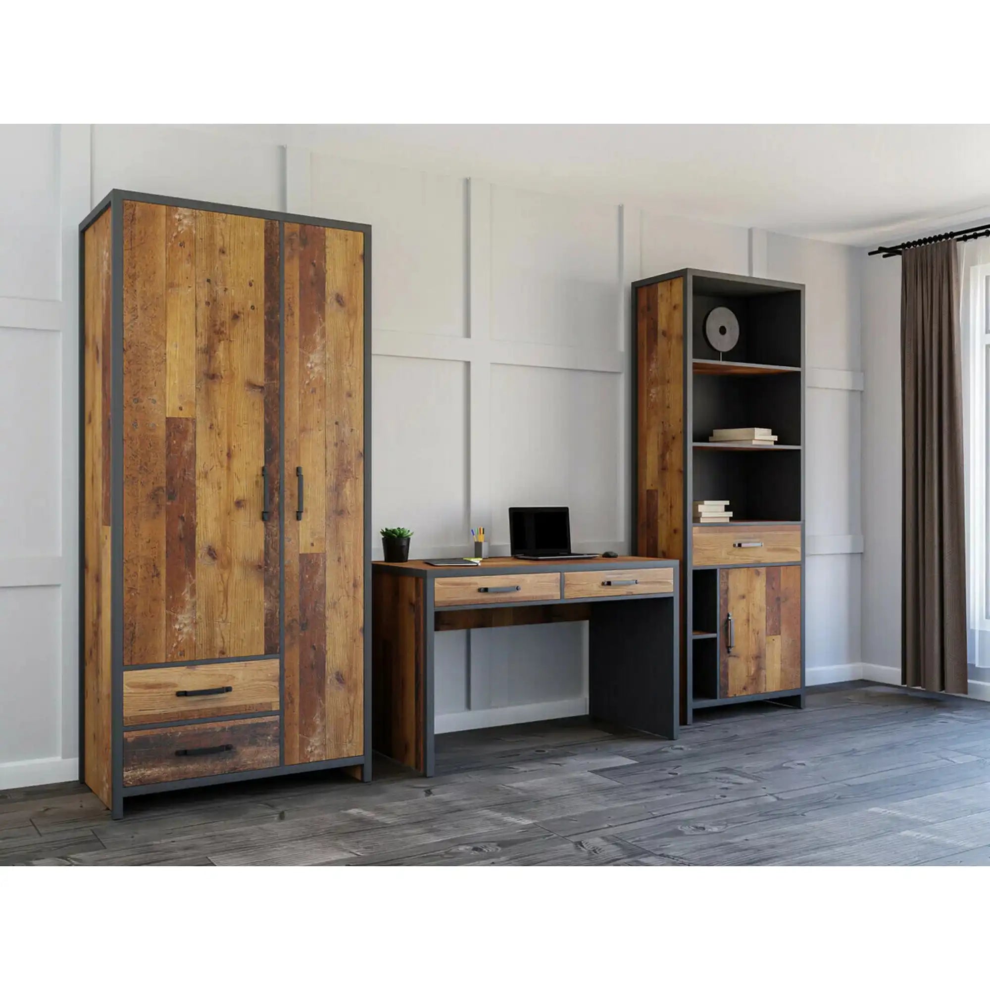 Dulap WESTON, maro/gri grafit, PAL laminat, 90x55x201 cm