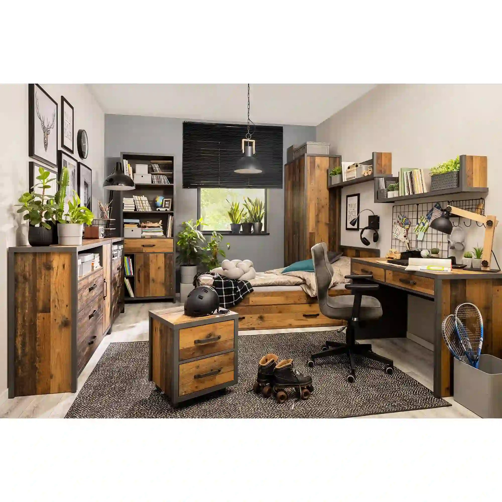 Dulap WESTON, maro/gri grafit, PAL laminat, 90x55x201 cm