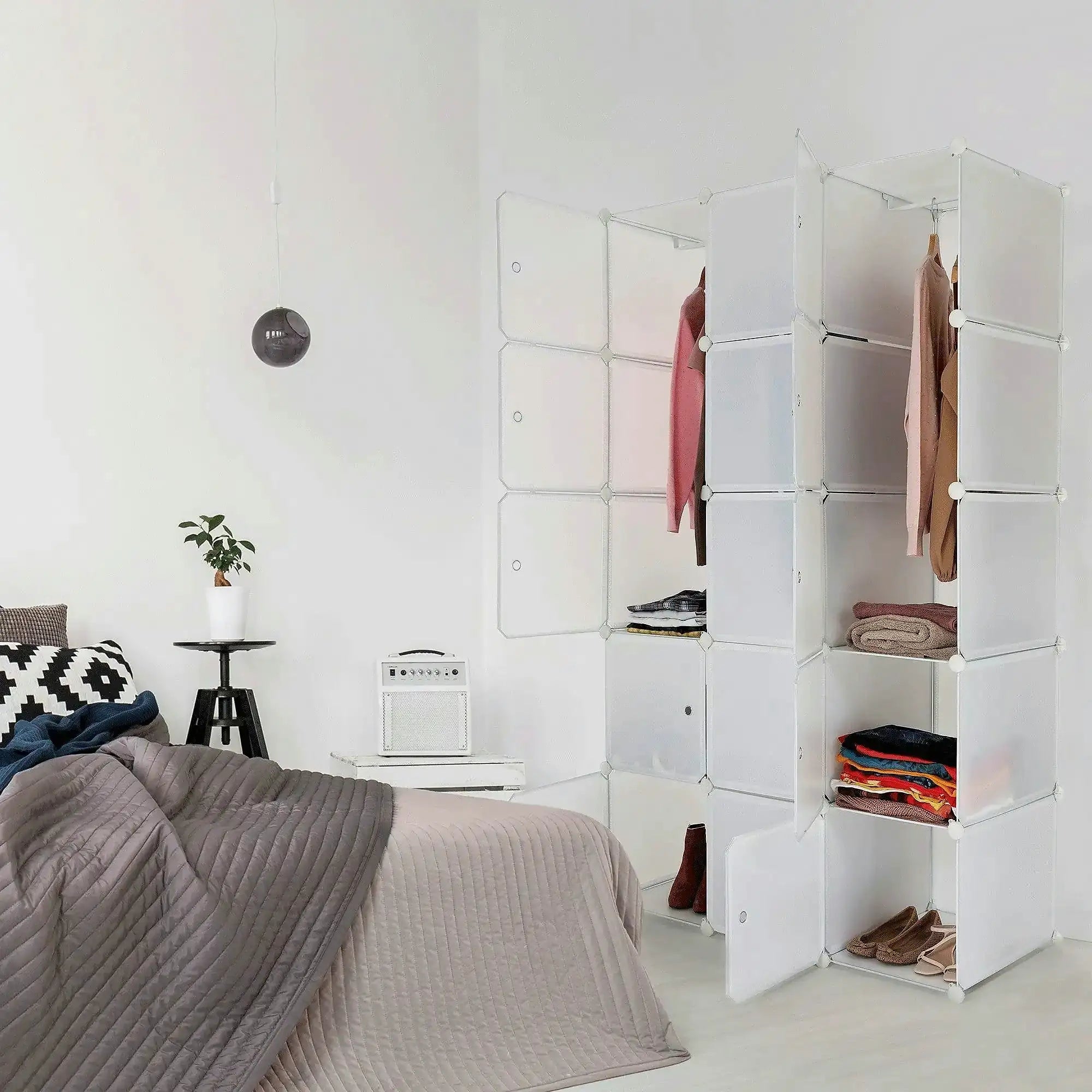 Dulap ZALVO, alb, metal/plastic, cu 6 usi, 111x46x185 cm