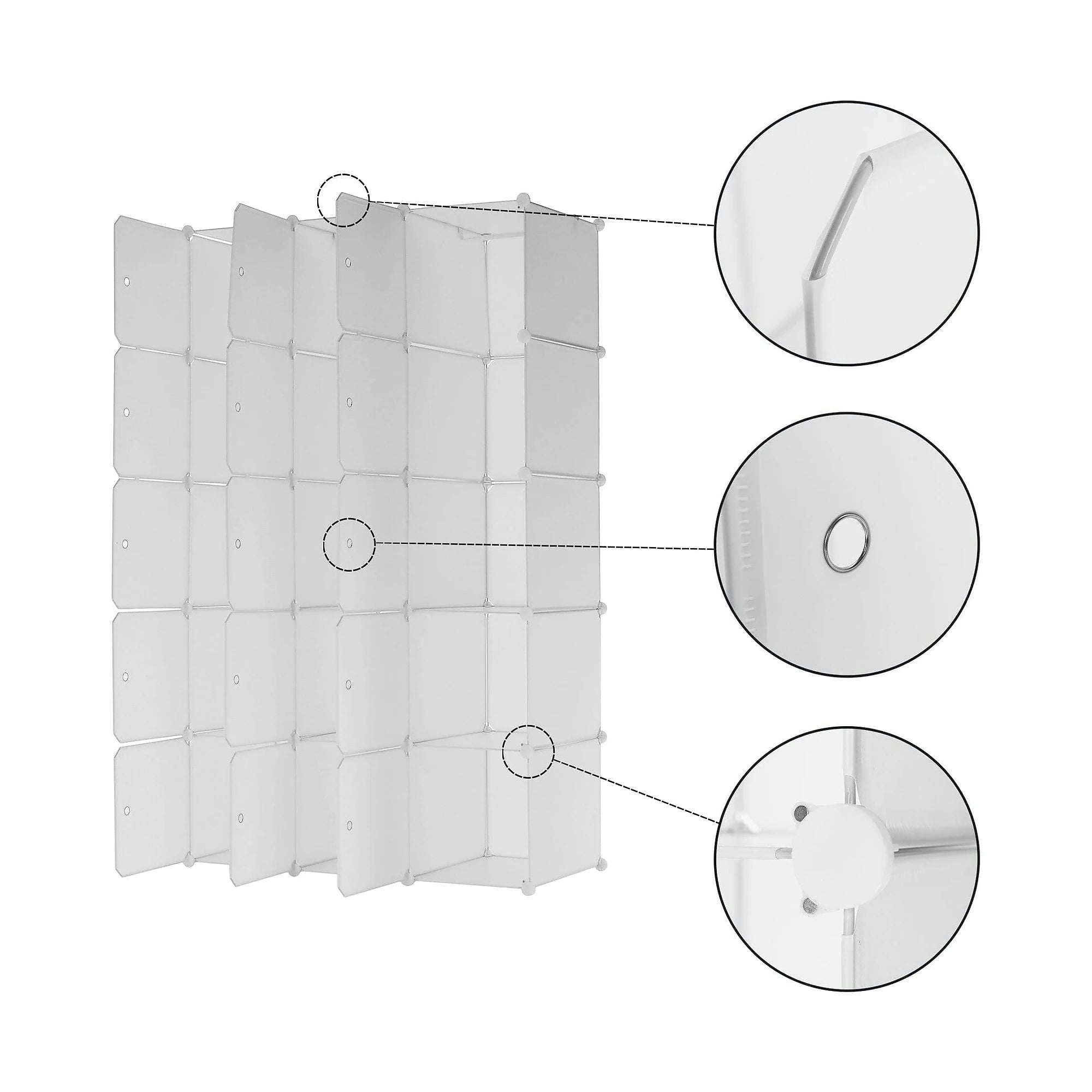 Dulap ZALVO, alb, metal/plastic, cu 6 usi, 111x46x185 cm