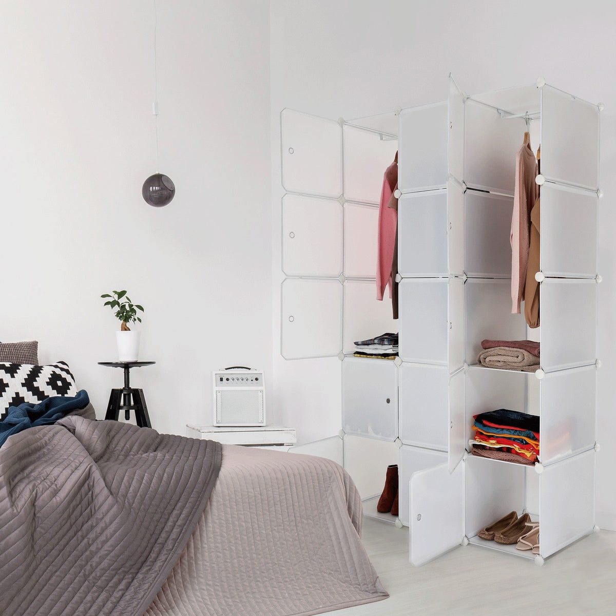 Dulap ZALVO, alb, metal/plastic, cu 6 usi, 111x46x185 cm