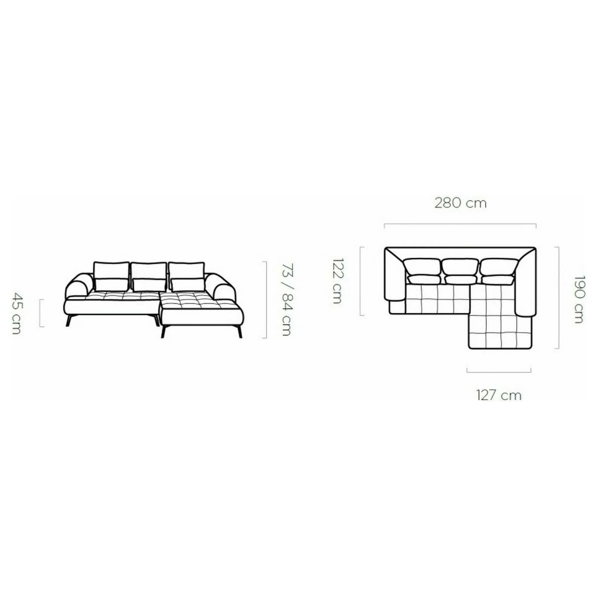 Coltar SELEDO MINI, personalizabil materiale gama Oferta Avantaj, cu reglaj electric, 280x190x84 cm