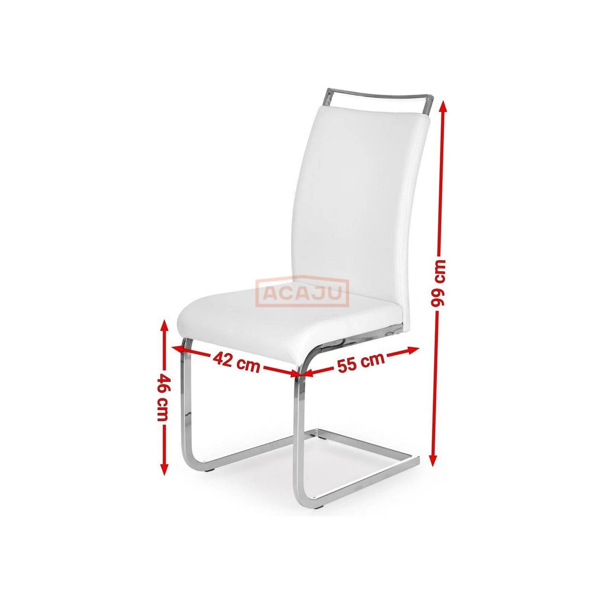 Scaun K250, alb/crom, piele ecologica/metal, 42X55X99 CM