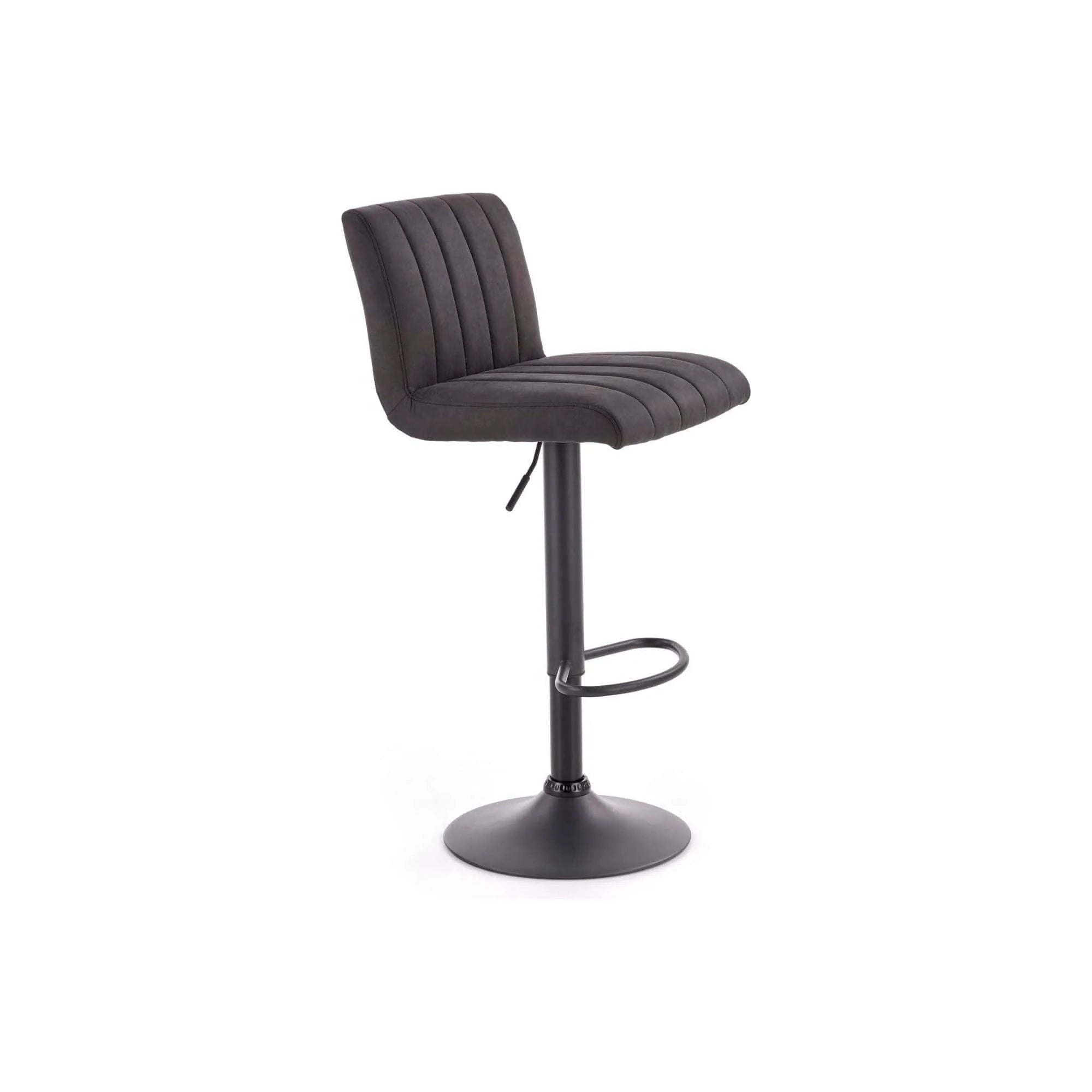 Scaun bar H89, gri inchis, piele ecologica/otel, 41x48x88/108 cm