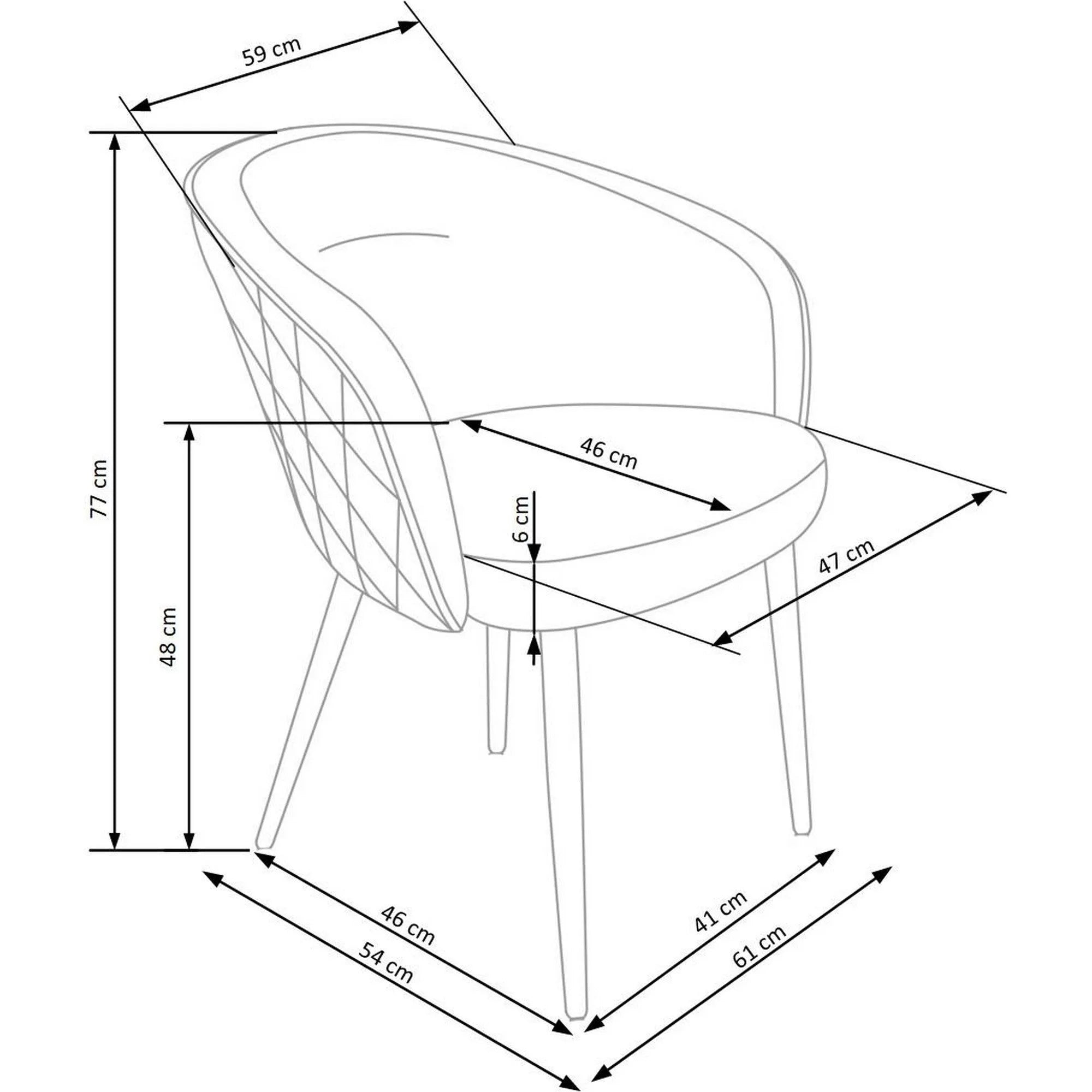 Scaun K430, galben mustar/negru, stofa catifelata/metal, 51x54x77 cm