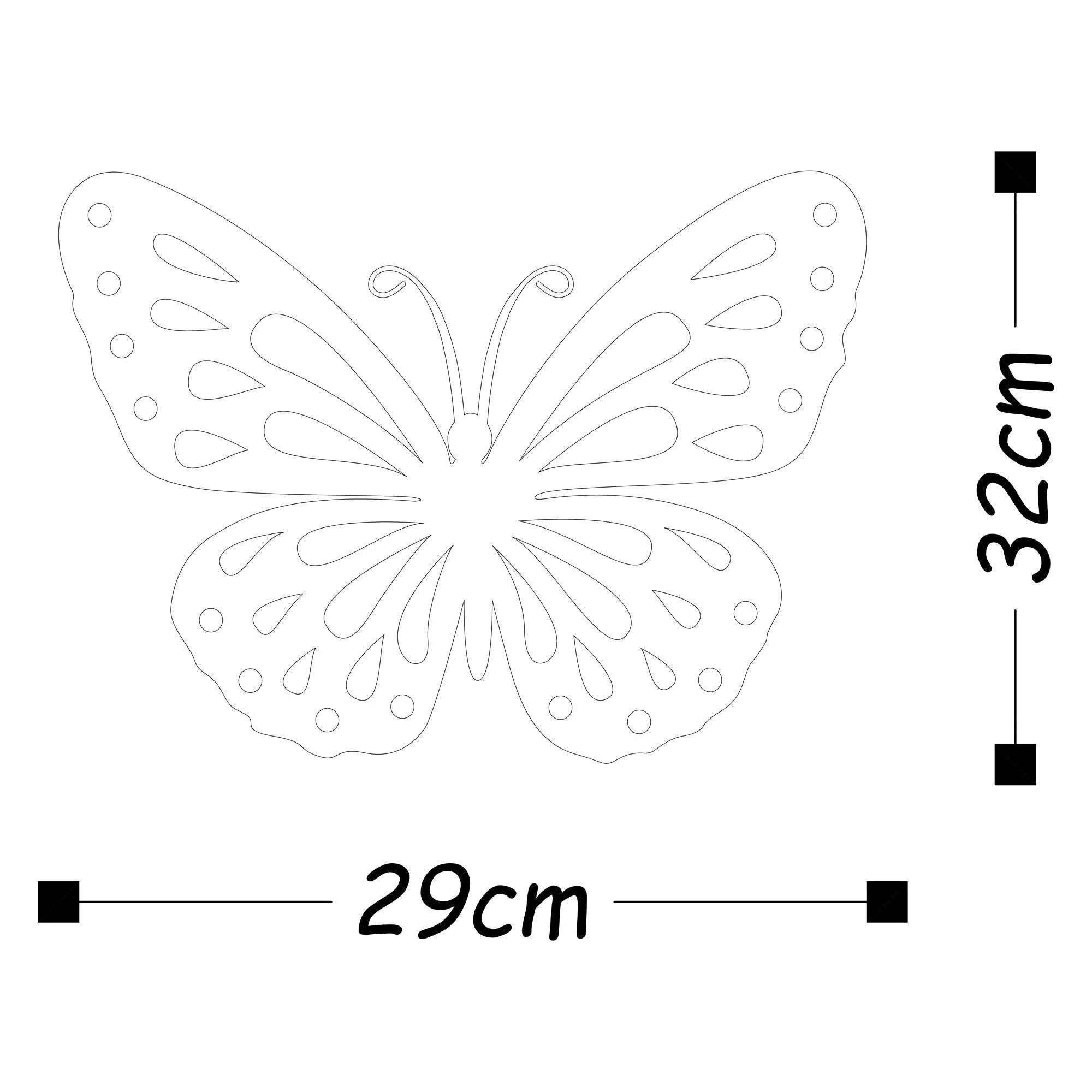 Decoratiune perete FARFALLA 2, auriu, metal, 29x32 cm