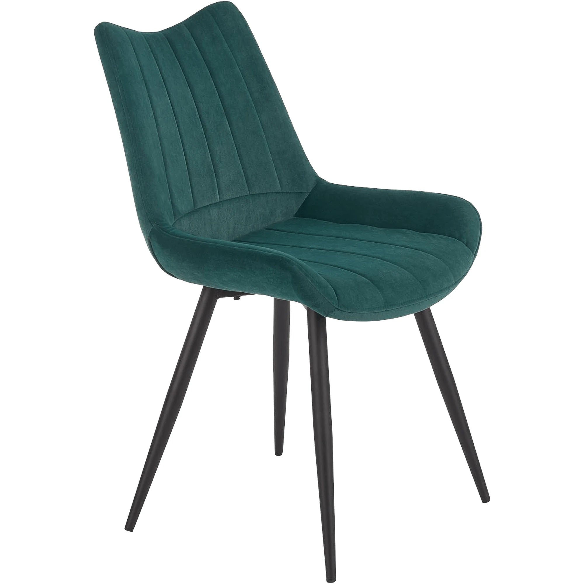 Scaun tapitat K388, verde/negru, stofa catifelata/metal, 53x61x87 cm
