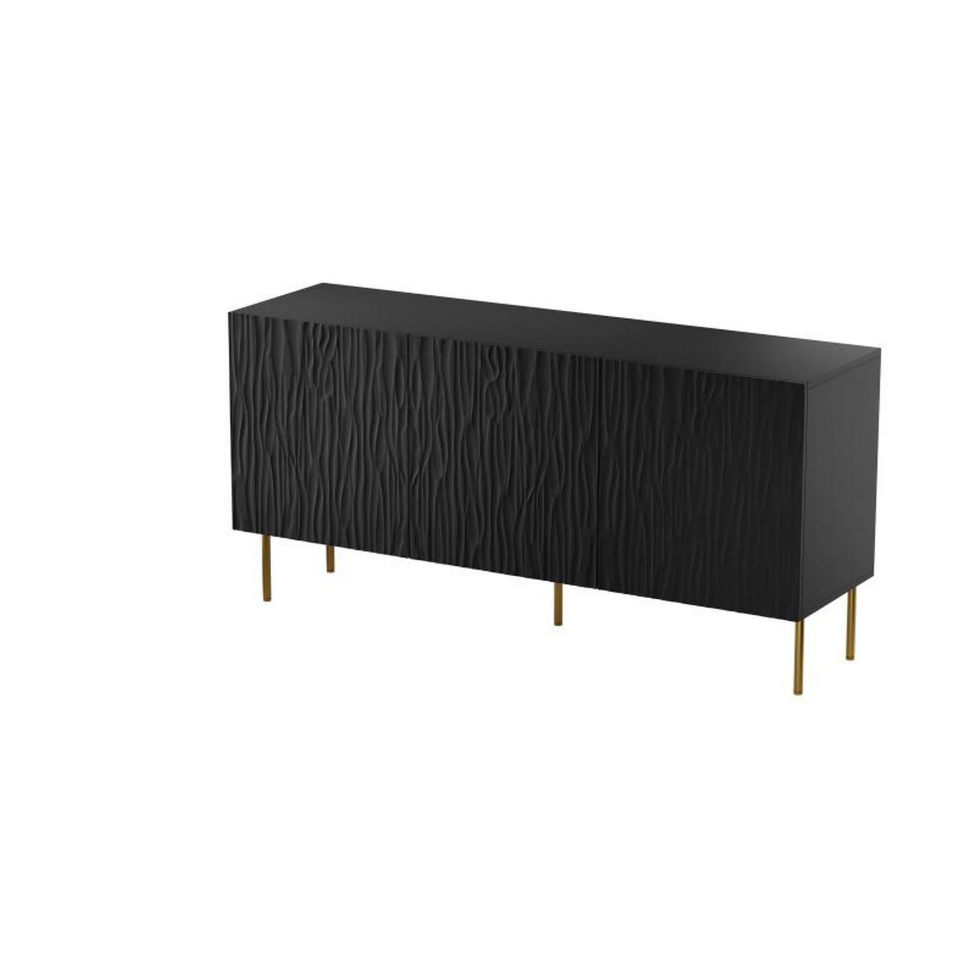 Comoda JUNGLE, negru/auriu, PAL laminat, 152x42x75 cm