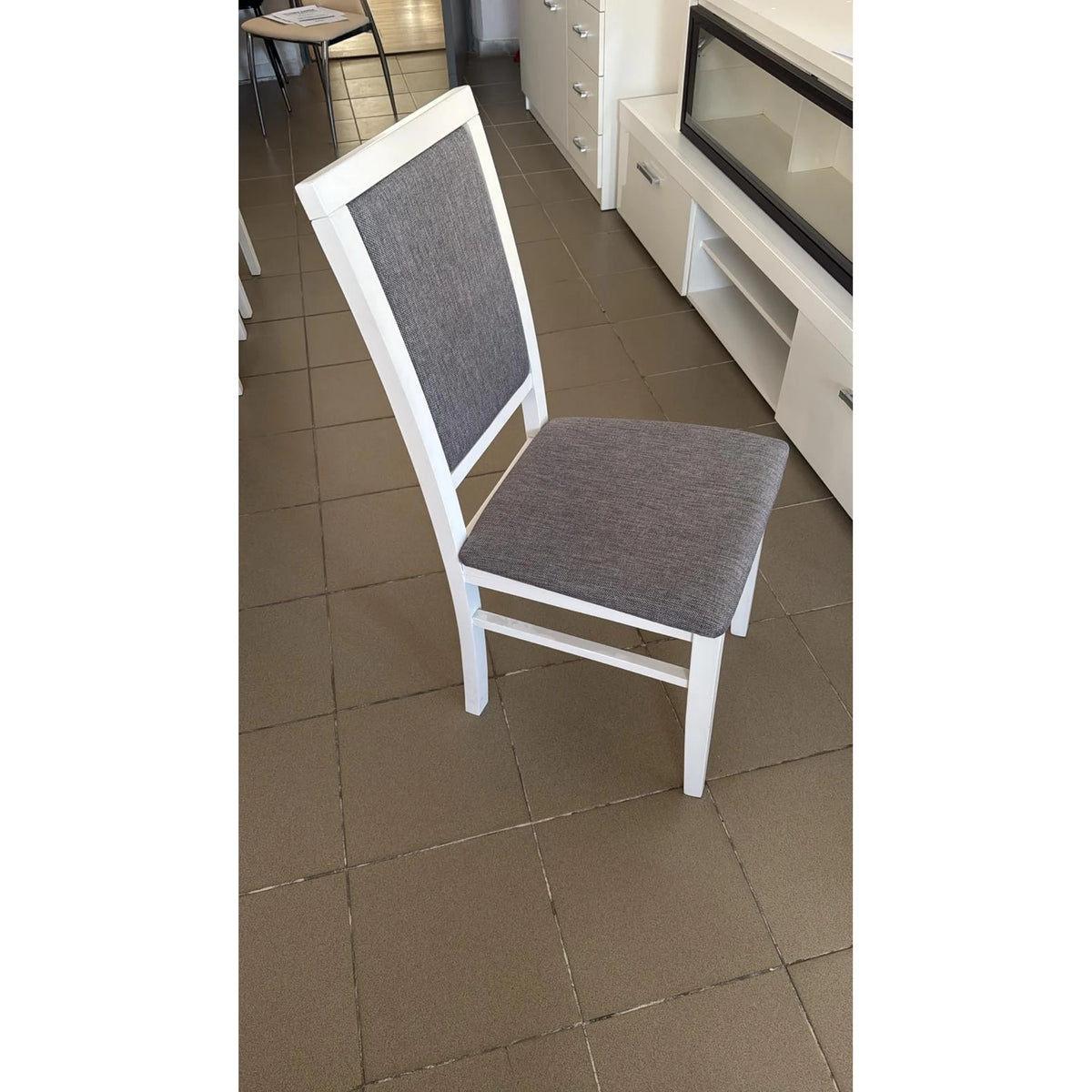 PRODUS RESIGILAT - Scaun GERARD 2, gri/alb, stofa clasica/lemn de fag, 44x55x97 cm