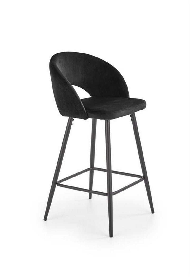 Scaun bar H96, negru - HLR 66, stofa catifelata/otel, 48x49x89 cm