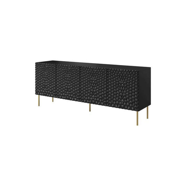 Comoda HOLE, negru/auriu, PAL laminat, 190x41x75 cm