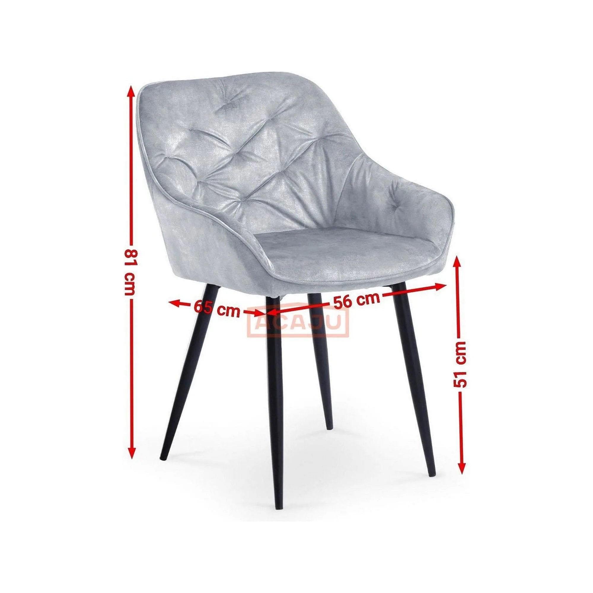 Scaun tapitat K418, gri/negru, stofa clasica/metal, 56x65x81 cm