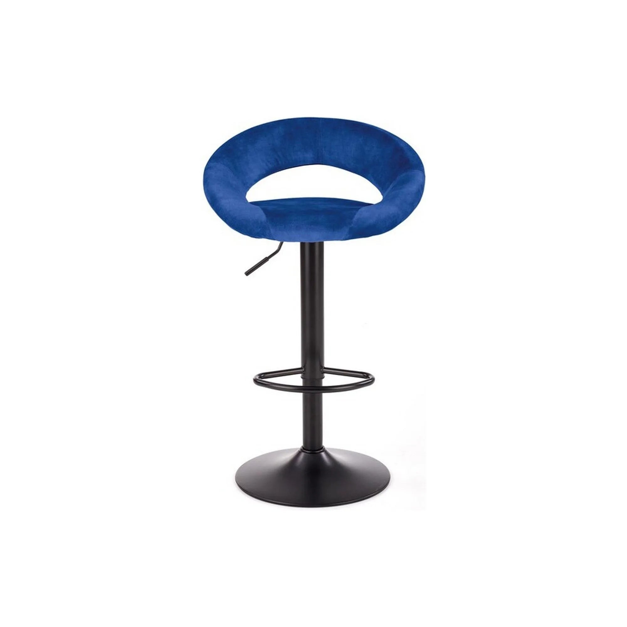 Scaun bar H102, albastru inchis - Bluvel 86/negru, stofa catifelata/otel, 53x48x78/100 cm