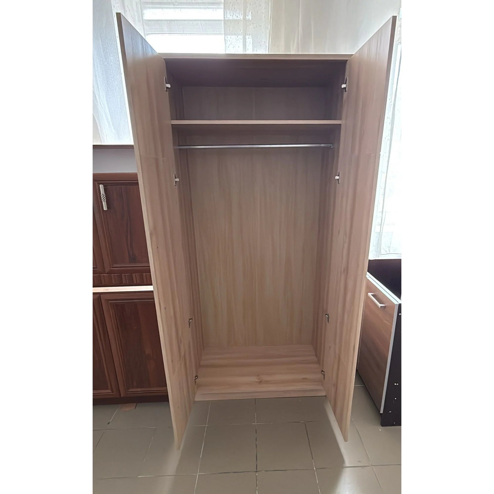 PRODUS RESIGILAT - Dulap NAMEK, stejar sonoma/alb/gri, PAL, 95x53x199 cm