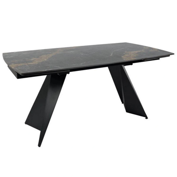 Masa extensibila ECLIPSE, negru cu efect de marmura, ceramica/metal, 165/240x90x76 cm