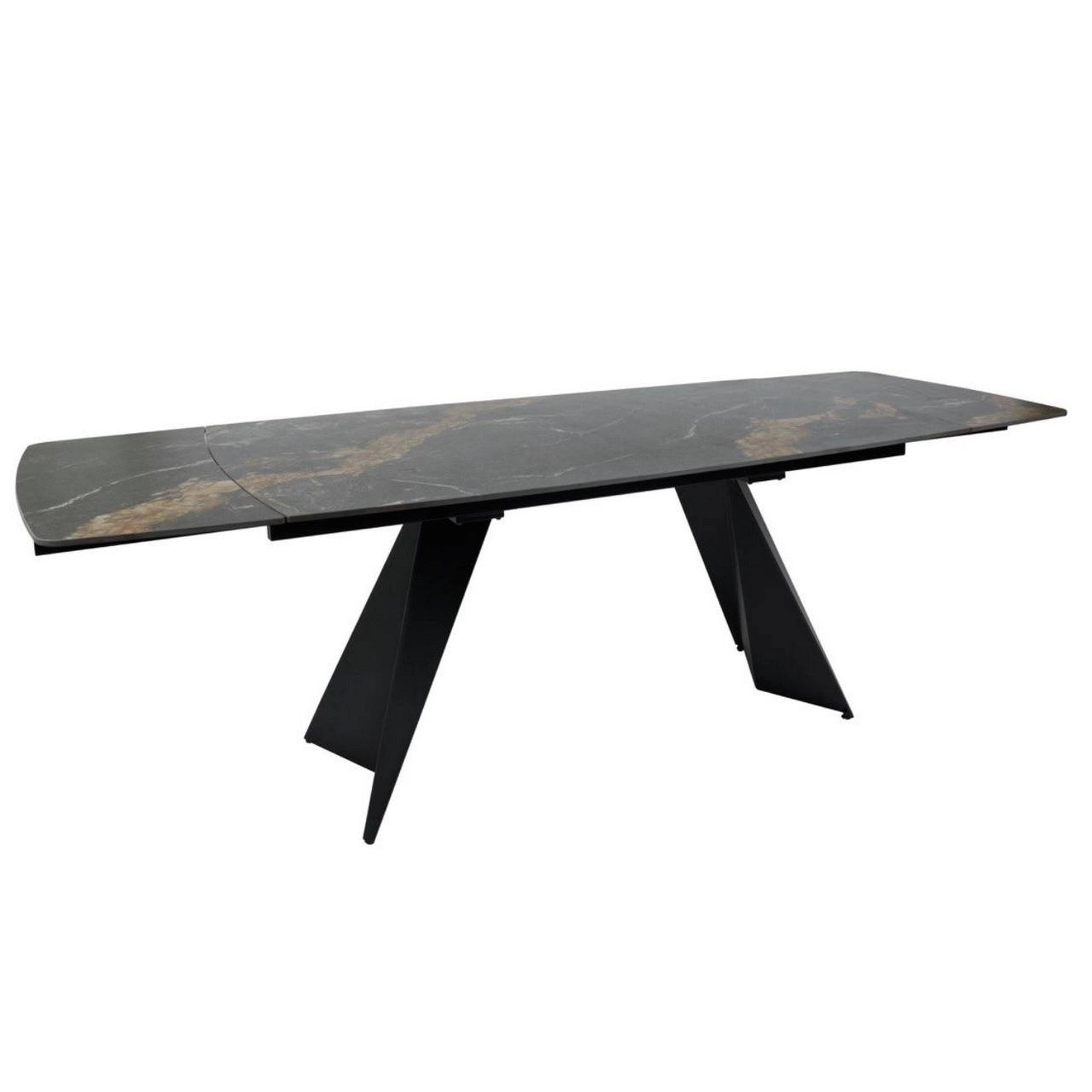 Masa extensibila ECLIPSE, negru cu efect de marmura, ceramica/metal, 165/240x90x76 cm