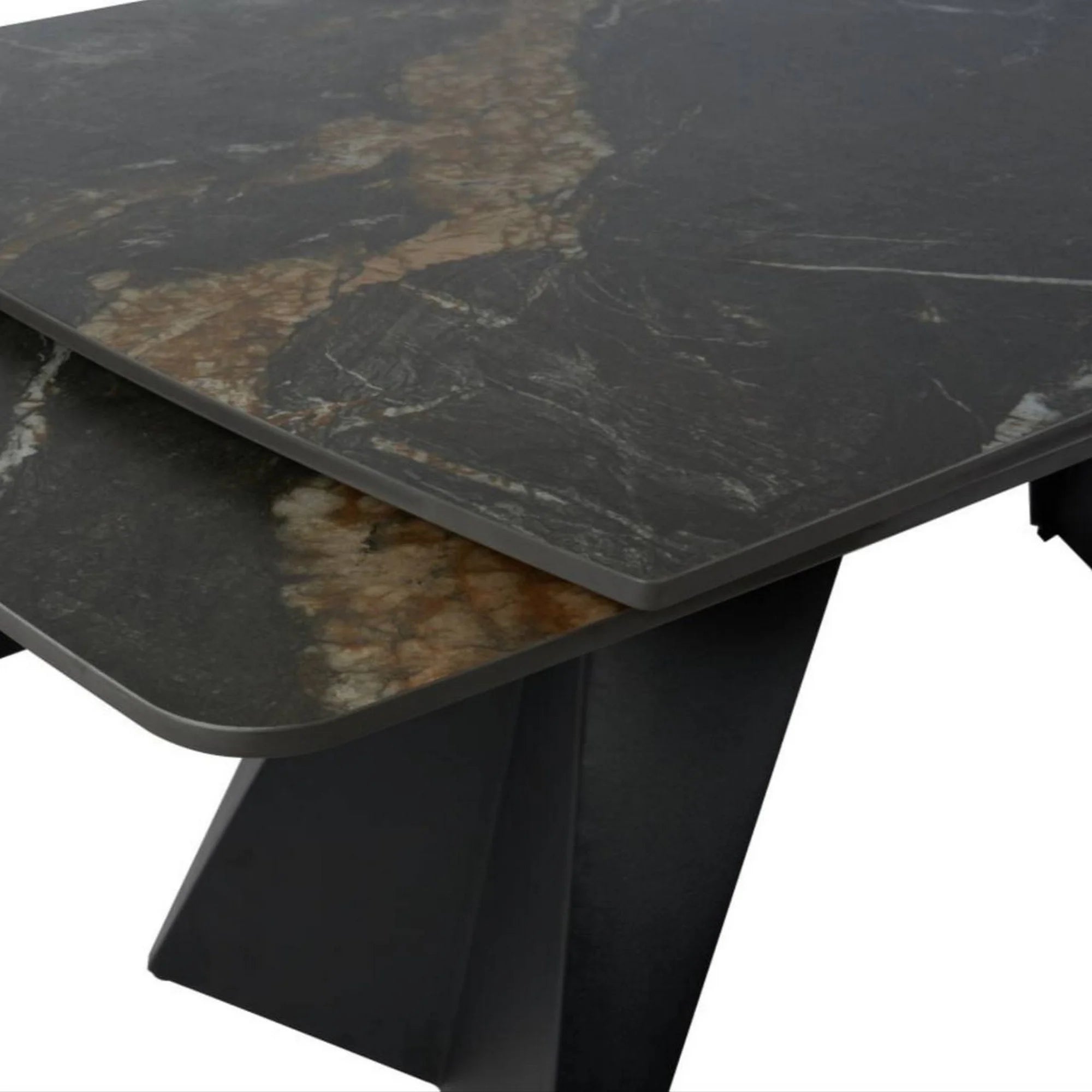 Masa extensibila ECLIPSE, negru cu efect de marmura, ceramica/metal, 165/240x90x76 cm