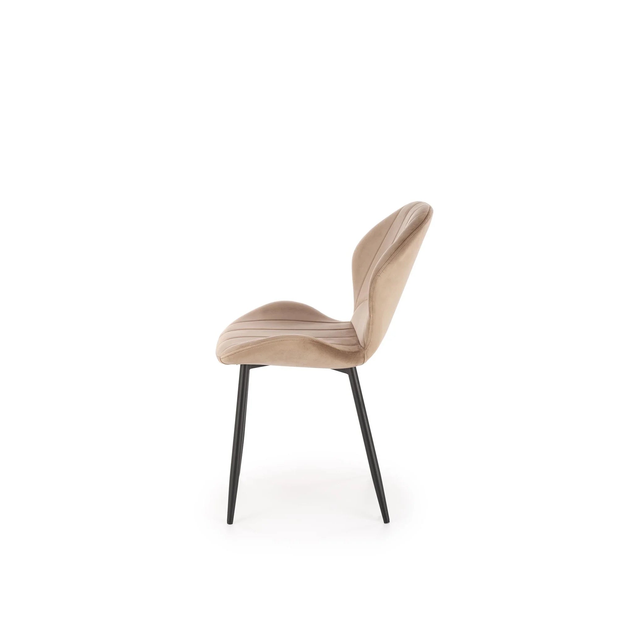 Scaun K538, bej/negru, stofa catifelata/metal, 48x57x85 cm