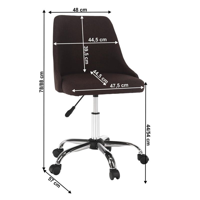 Scaun birou EDIZ, maro/crom, stofa clasica/metal, 48x57x78/88 cm