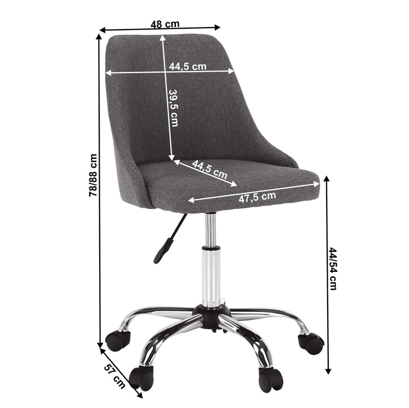 Scaun birou EDIZ, gri/crom, stofa clasica/metal, 48x57x78/88 cm