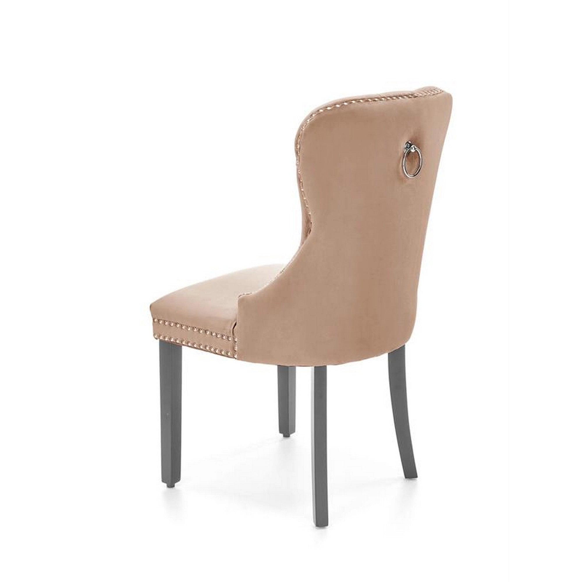 Scaun tapitat MIYA, bej - Bluvel 40, stofa catifelata/lemn, 54x60x100 cm