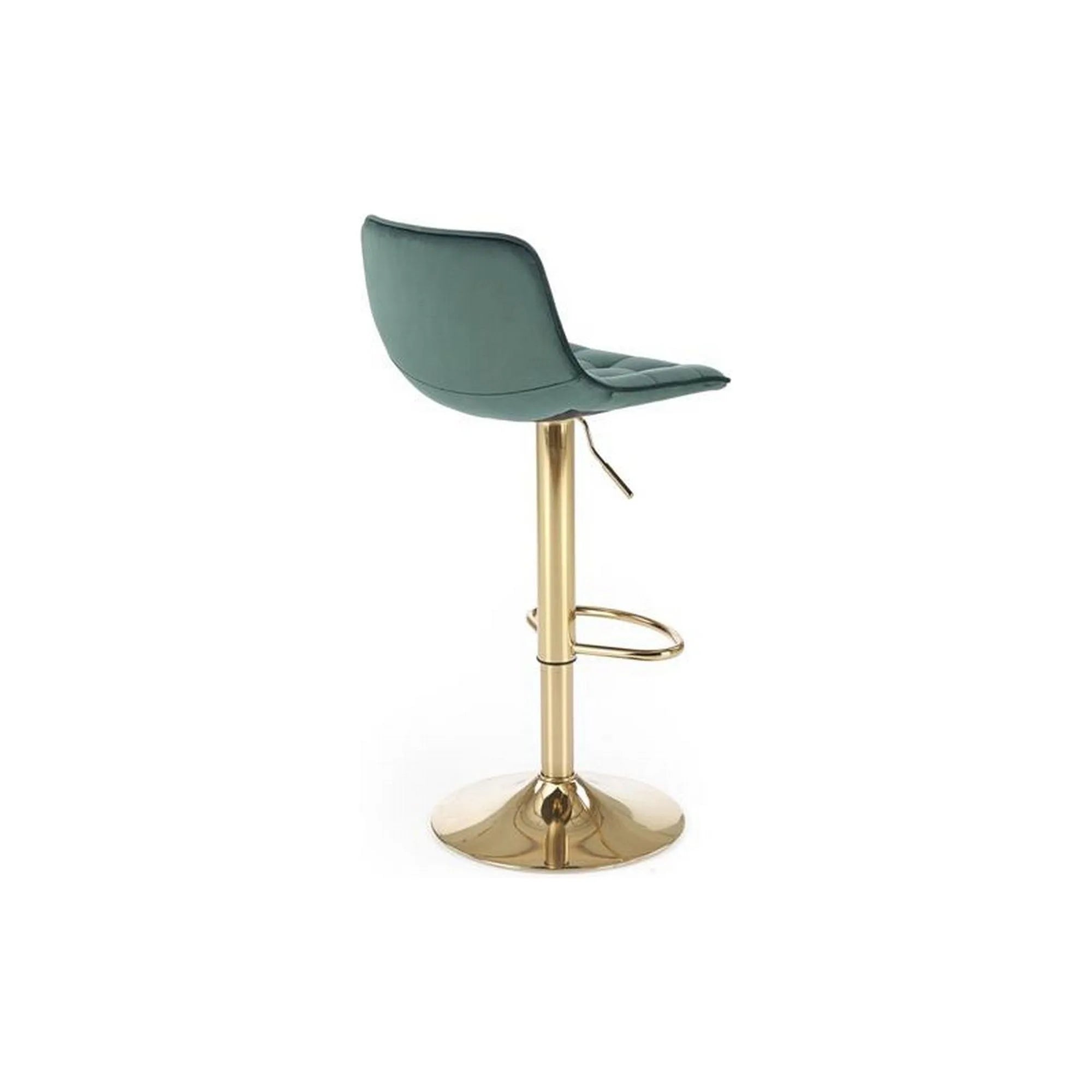 Scaun de bar H120, verde/auriu, stofa catifelata/otel, 43x44x84/106 cm