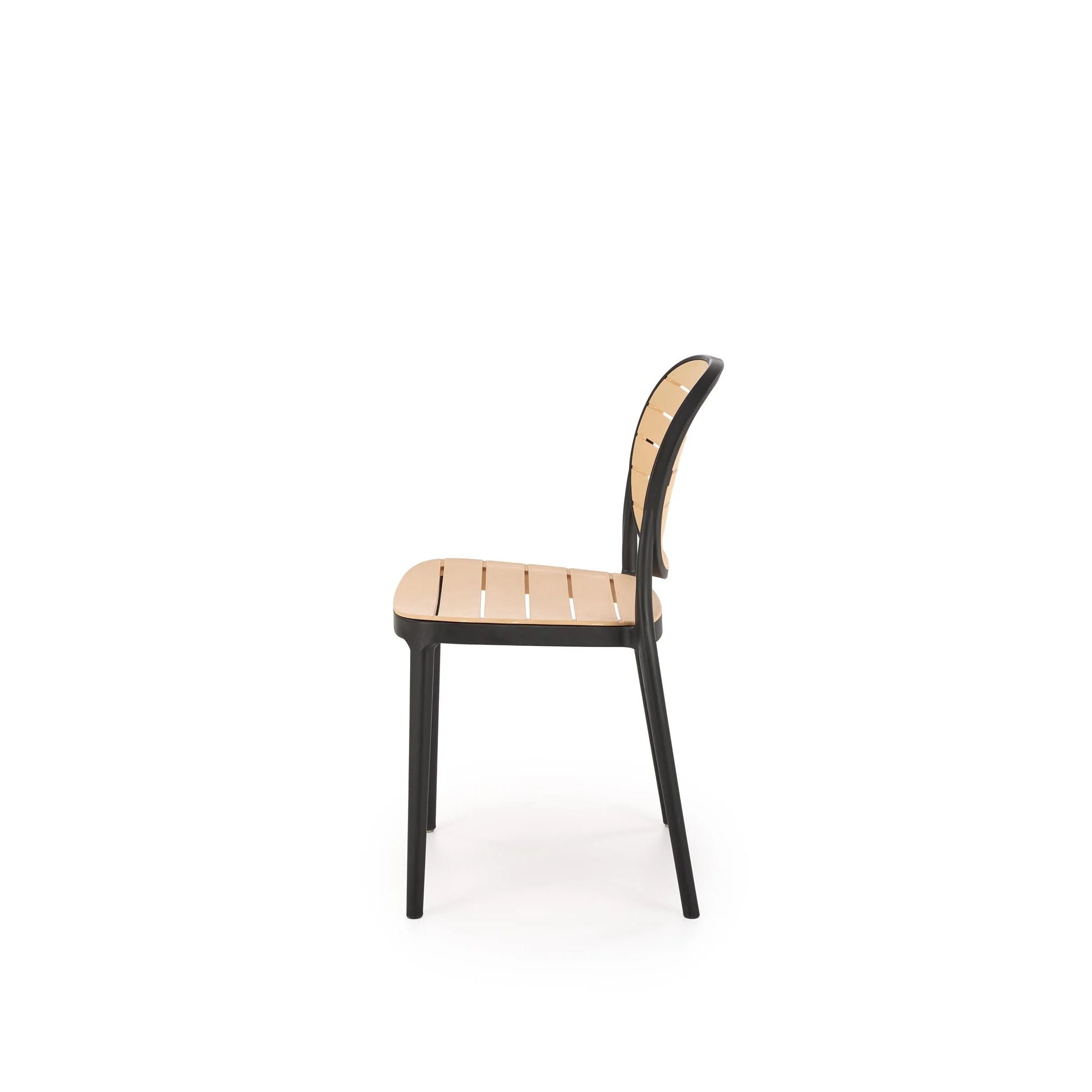 Scaun de gradina K529, stejar/negru, polipropilena, 42x51x83 cm