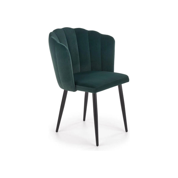 Scaun tapitat K386, verde/negru, stofa catifelata/metal, 60x58x84 cm