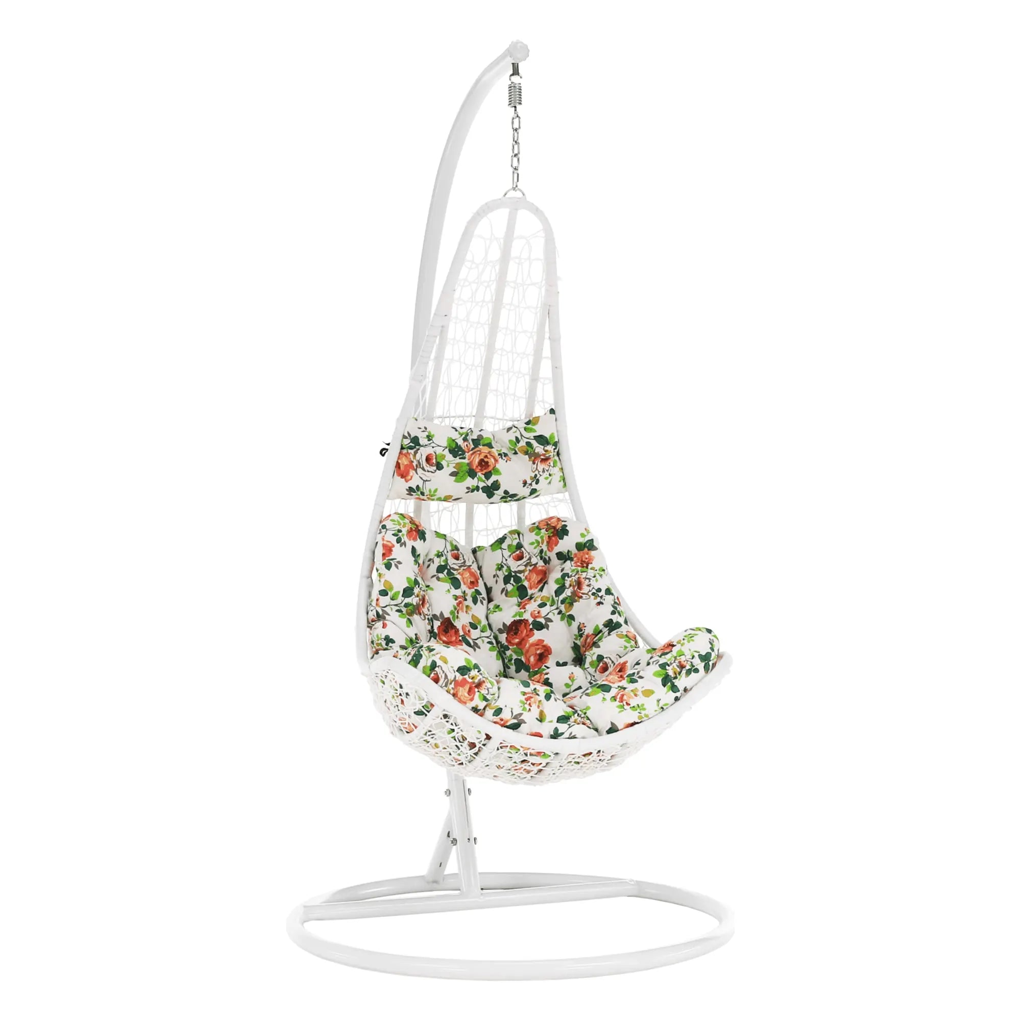 Balansoar gradina KALEA 2 NEW, alb/multicolor, metal/stofa clasica, 105x105x195 cm