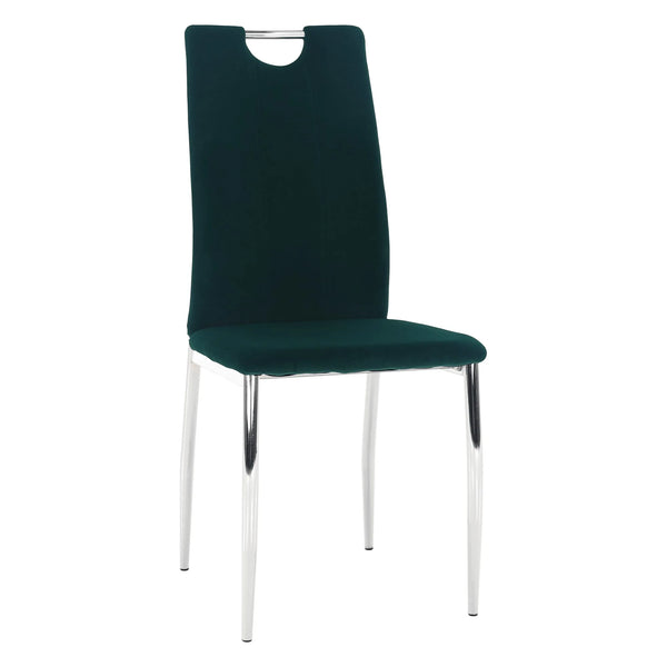 Scaun OLIVA NEW, verde inchis/crom, stofa catifelata/metal, 42x52x97 cm