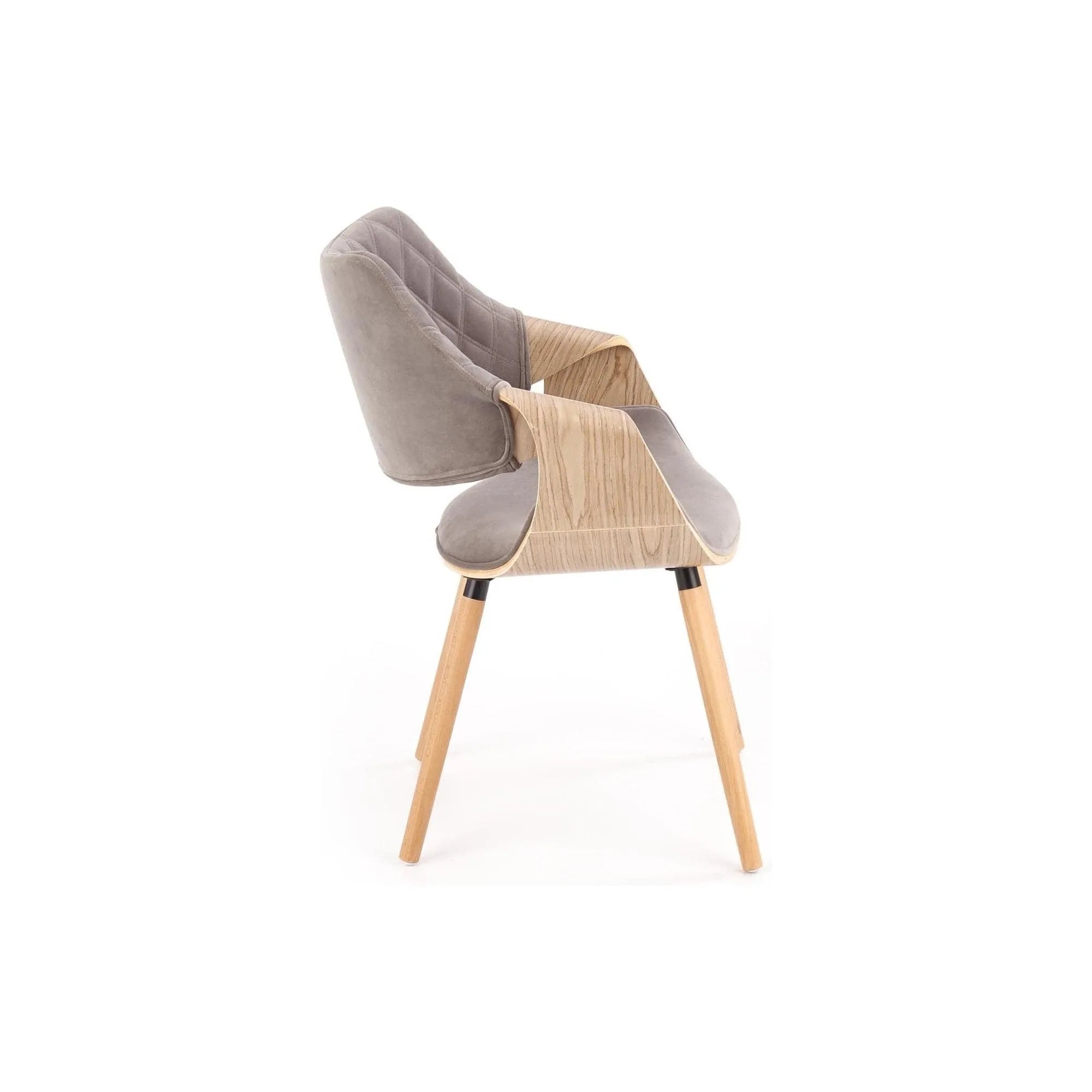 Scaun tapitat K396, stejar/gri, stofa catifelata/placaj, 56x55x77 cm