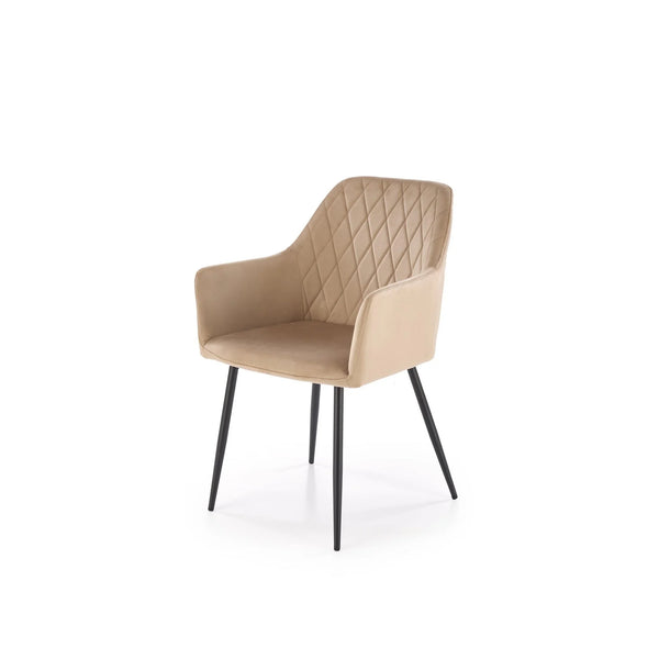 Scaun K558, bej/negru, stofa catifelata/metal, 59x60x86 cm