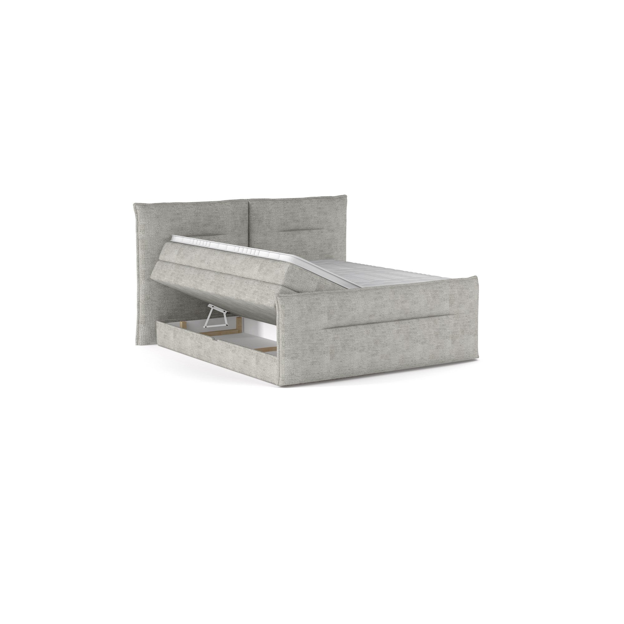 Pat boxspring ELMA 180x200, personalizabil materiale Gama Premium, cu spatiu depozitare, saltele si topper