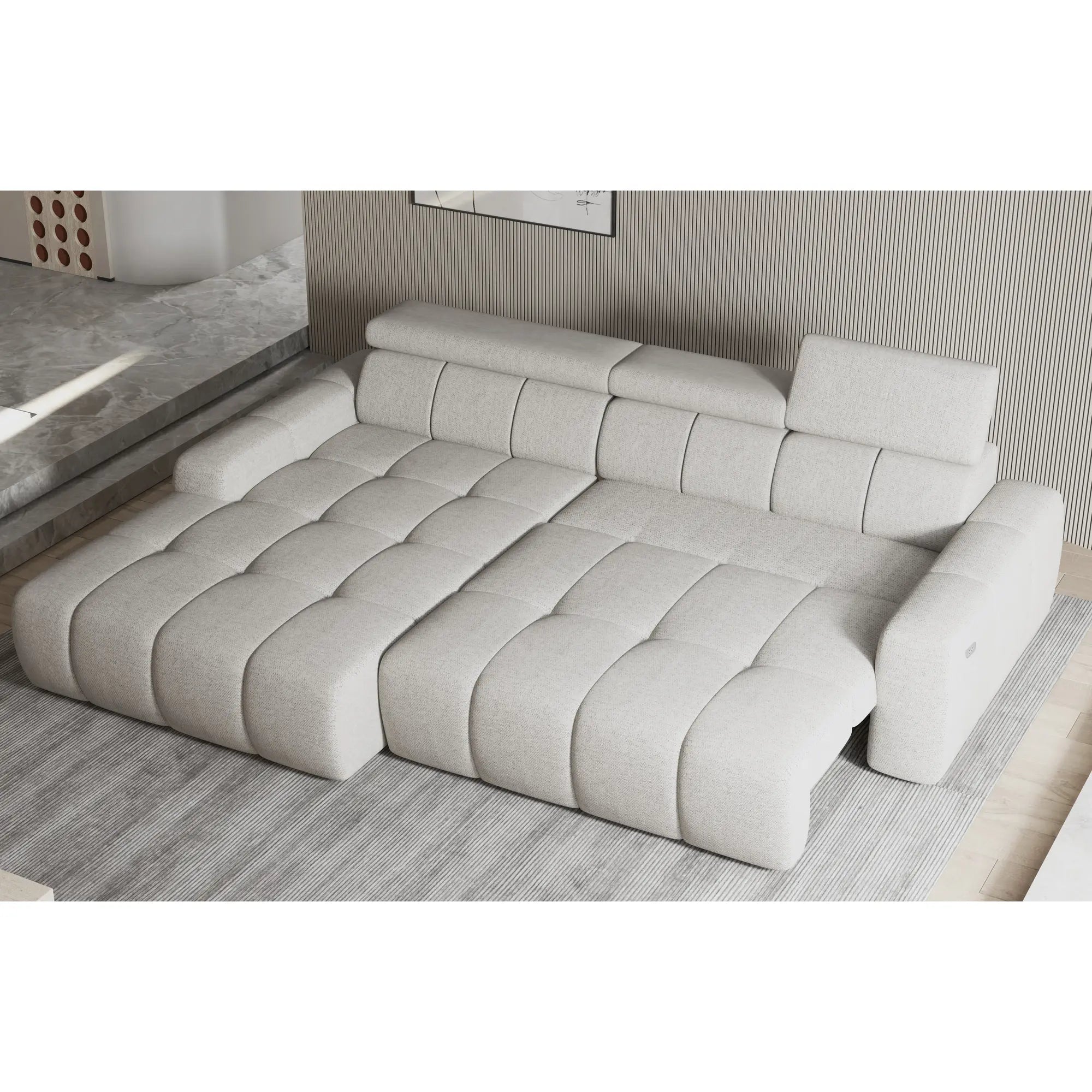 Coltar ENZO S, personalizabil materiale gama Oferta Avantaj, cu lada depozitare si reglaj electric, 282x177x107 cm